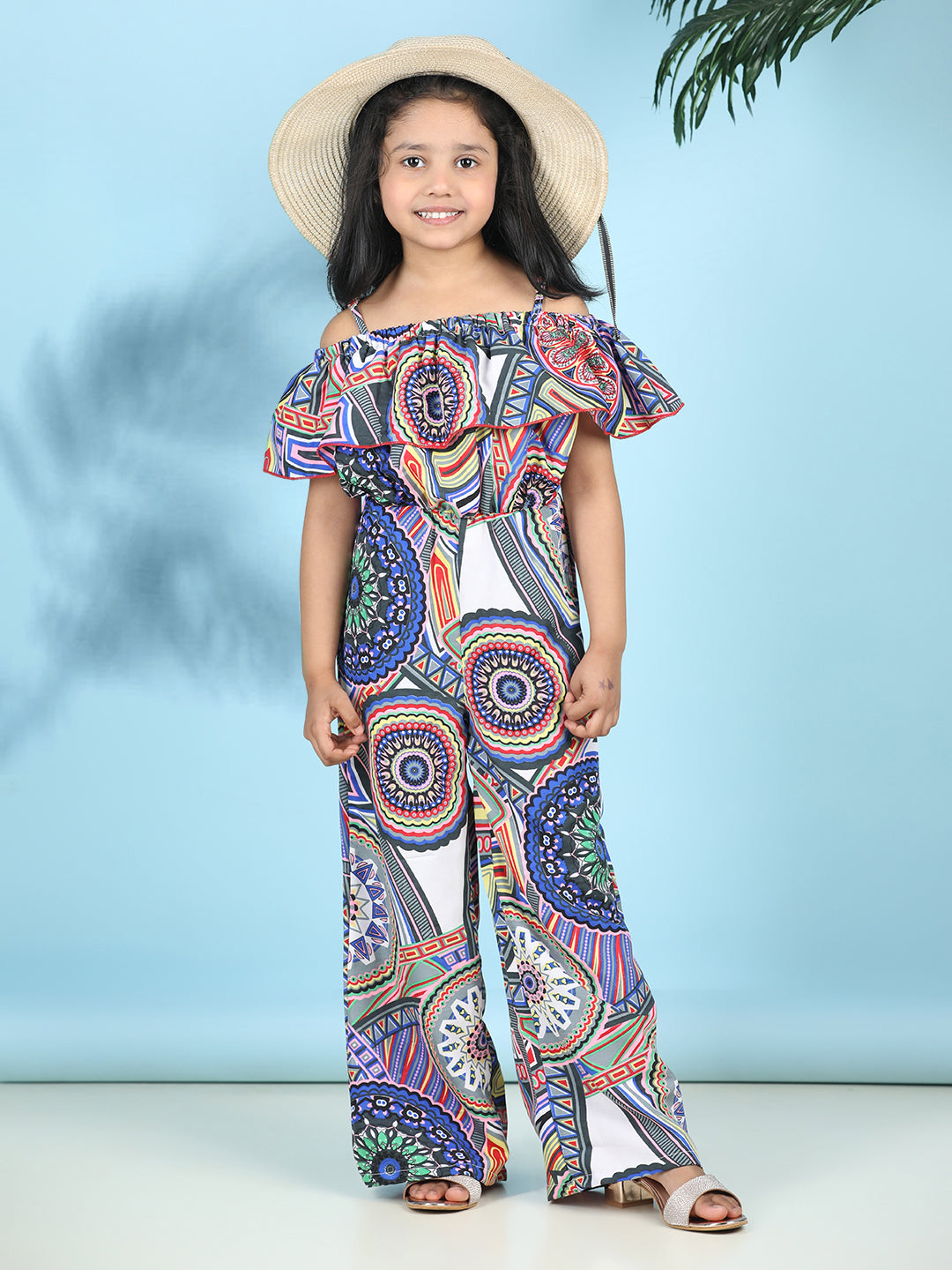 Cutiekins Stylish & Trendy Printed Jumpsuit for Kids -Off White & Multi