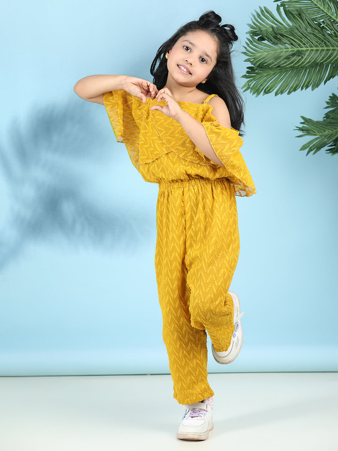Cutiekins Stylish & Trendy Embellished Jumpsuit for Kids -Yellow