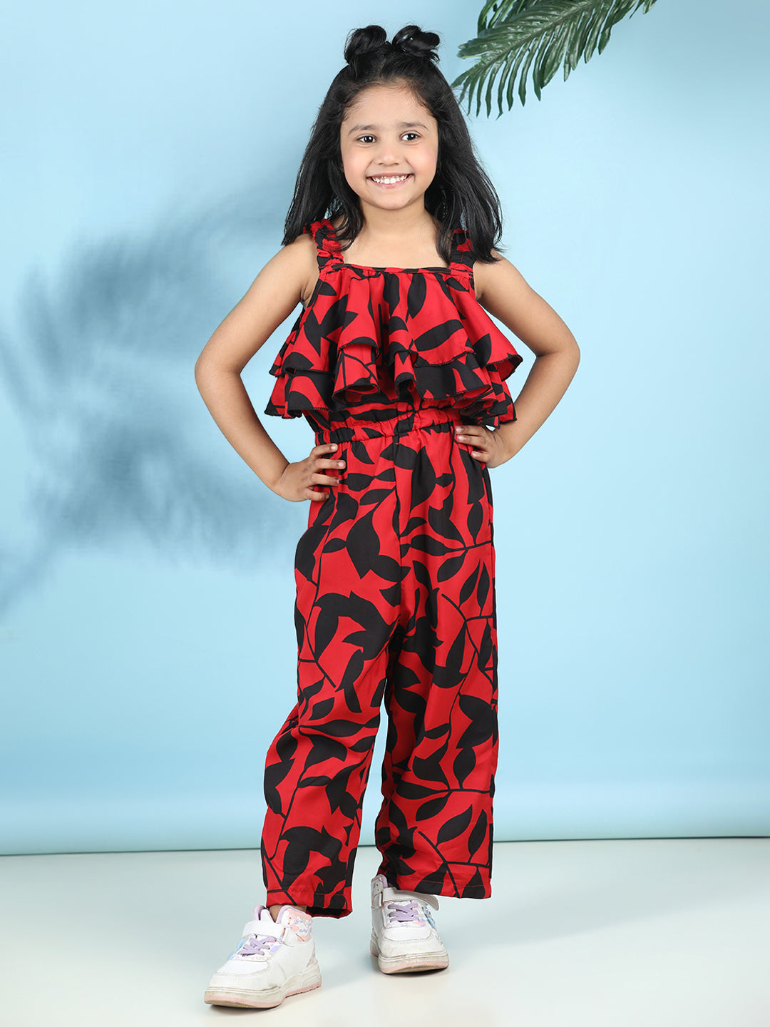 Cutiekins Stylish & Trendy Printed Jumpsuit for Kids -Red & Black