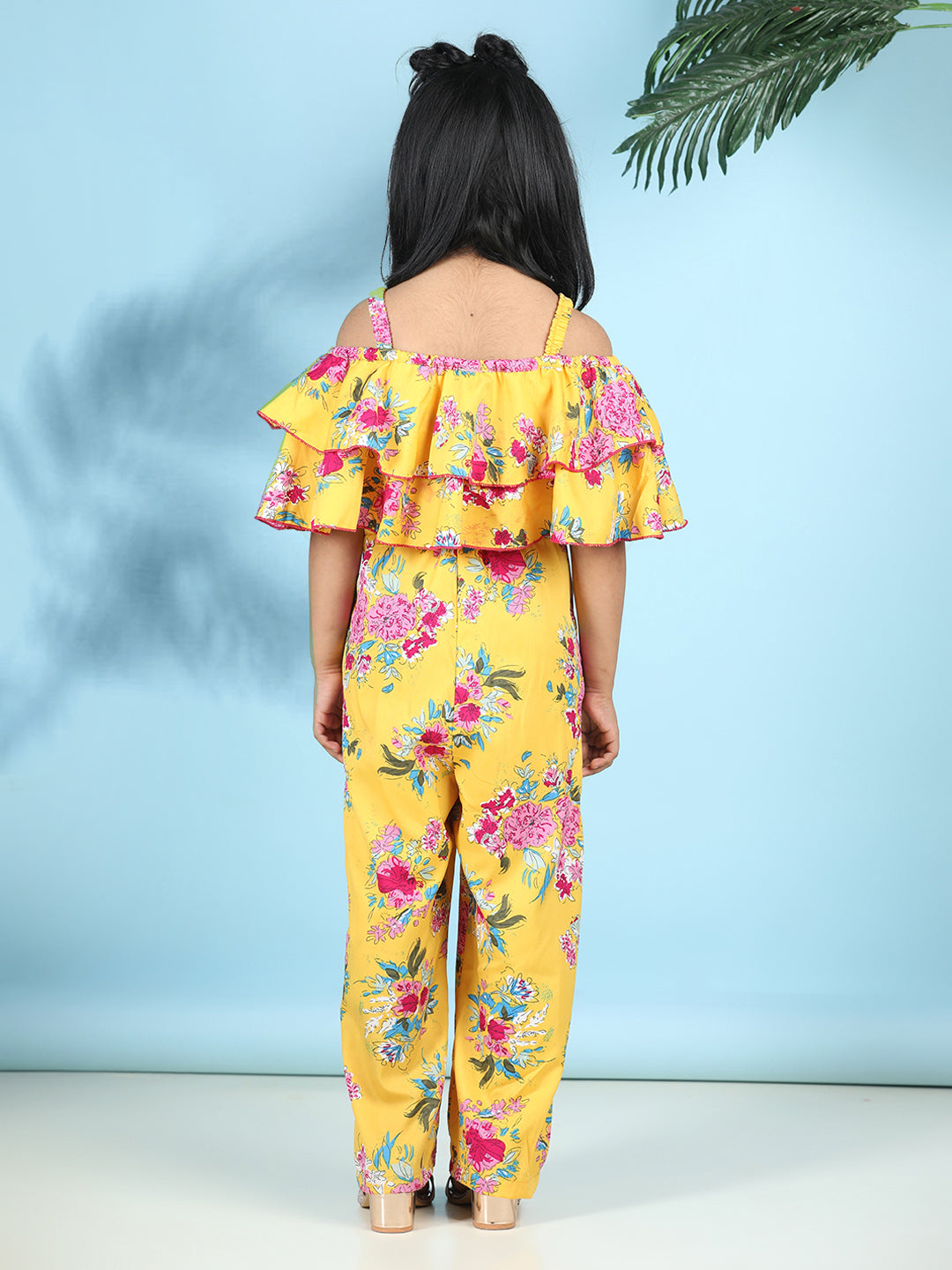 Cutiekins Stylish & Trendy Printed Jumpsuit for Kids -Yellow & Pink