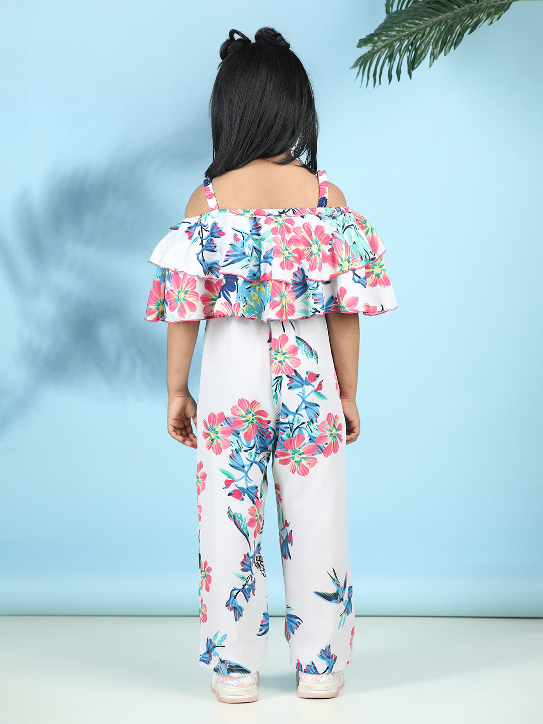 Cutiekins Stylish & Trendy Printed Jumpsuit for Kids -Off White & Pink