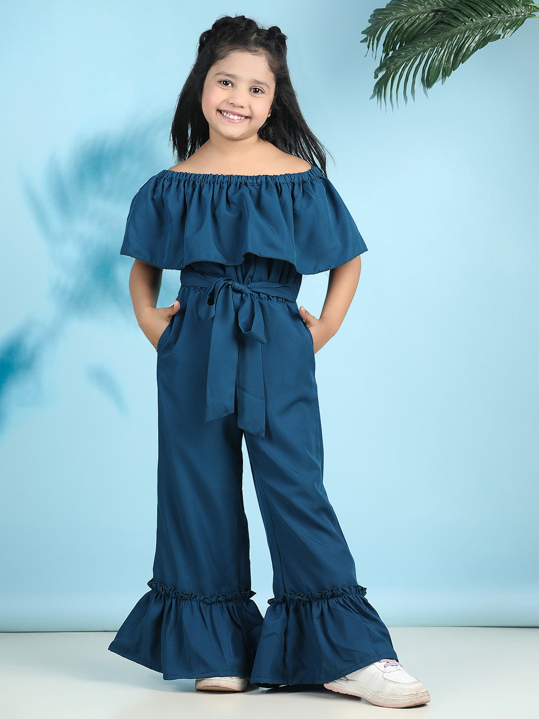 Cutiekins Stylish & Trendy Solid Jumpsuit for Kids -Teal Blue