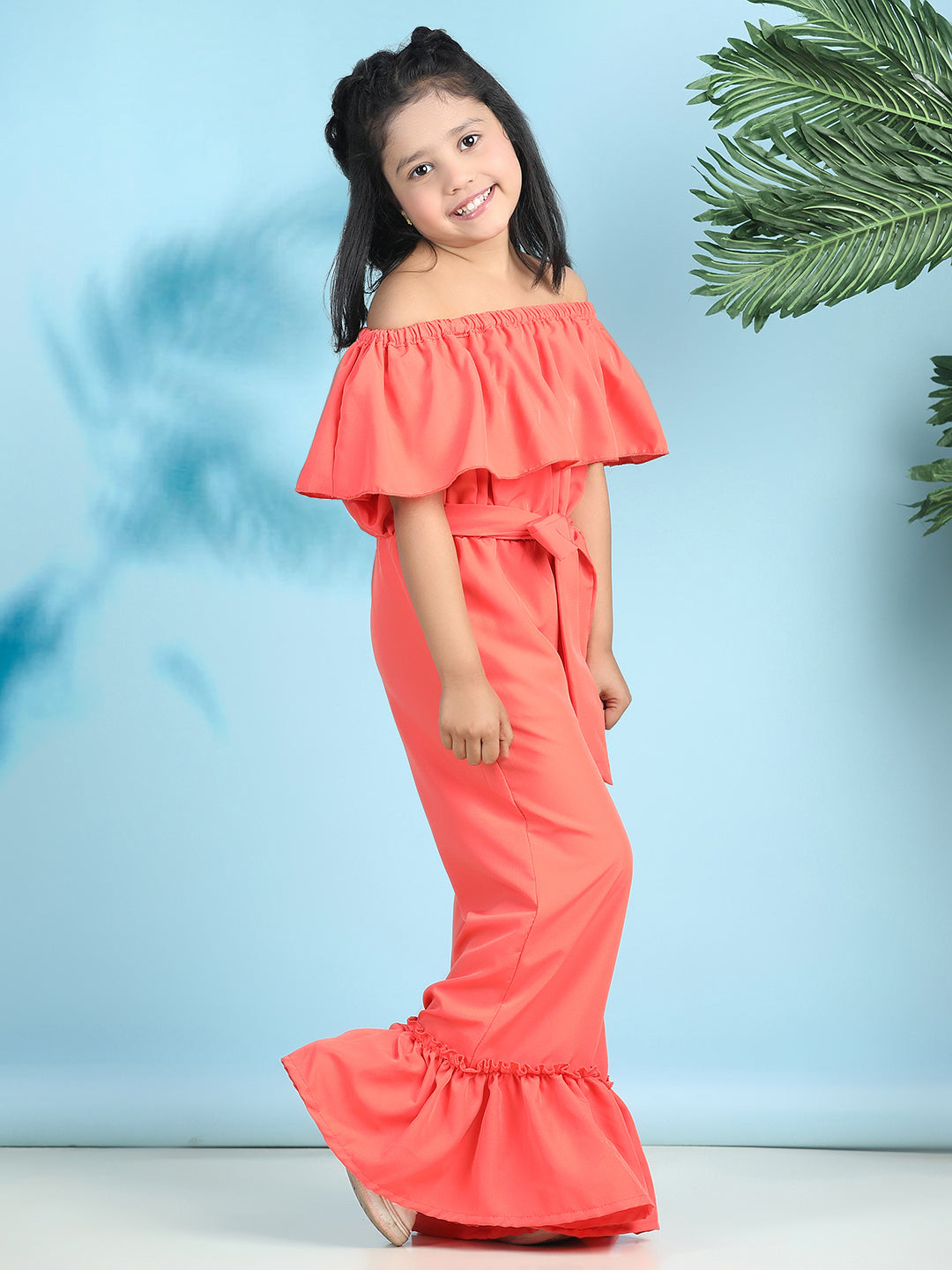 Cutiekins Stylish & Trendy Solid Jumpsuit for Kids -Coral
