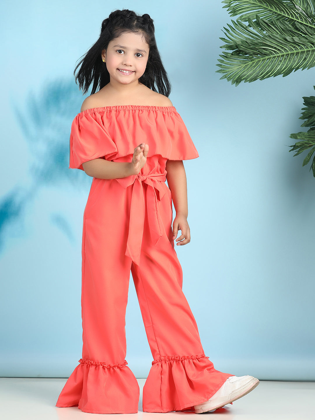 Cutiekins Stylish & Trendy Solid Jumpsuit for Kids -Coral