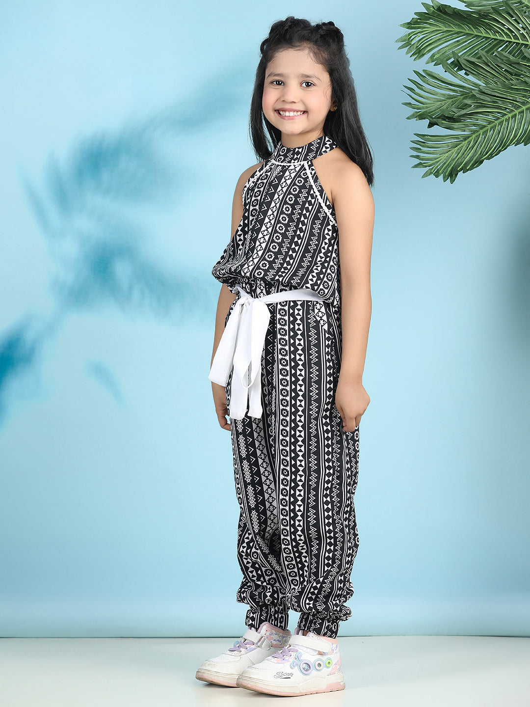 Cutiekins Stylish & Trendy Printed Jumpsuit for Kids -Black & Off White