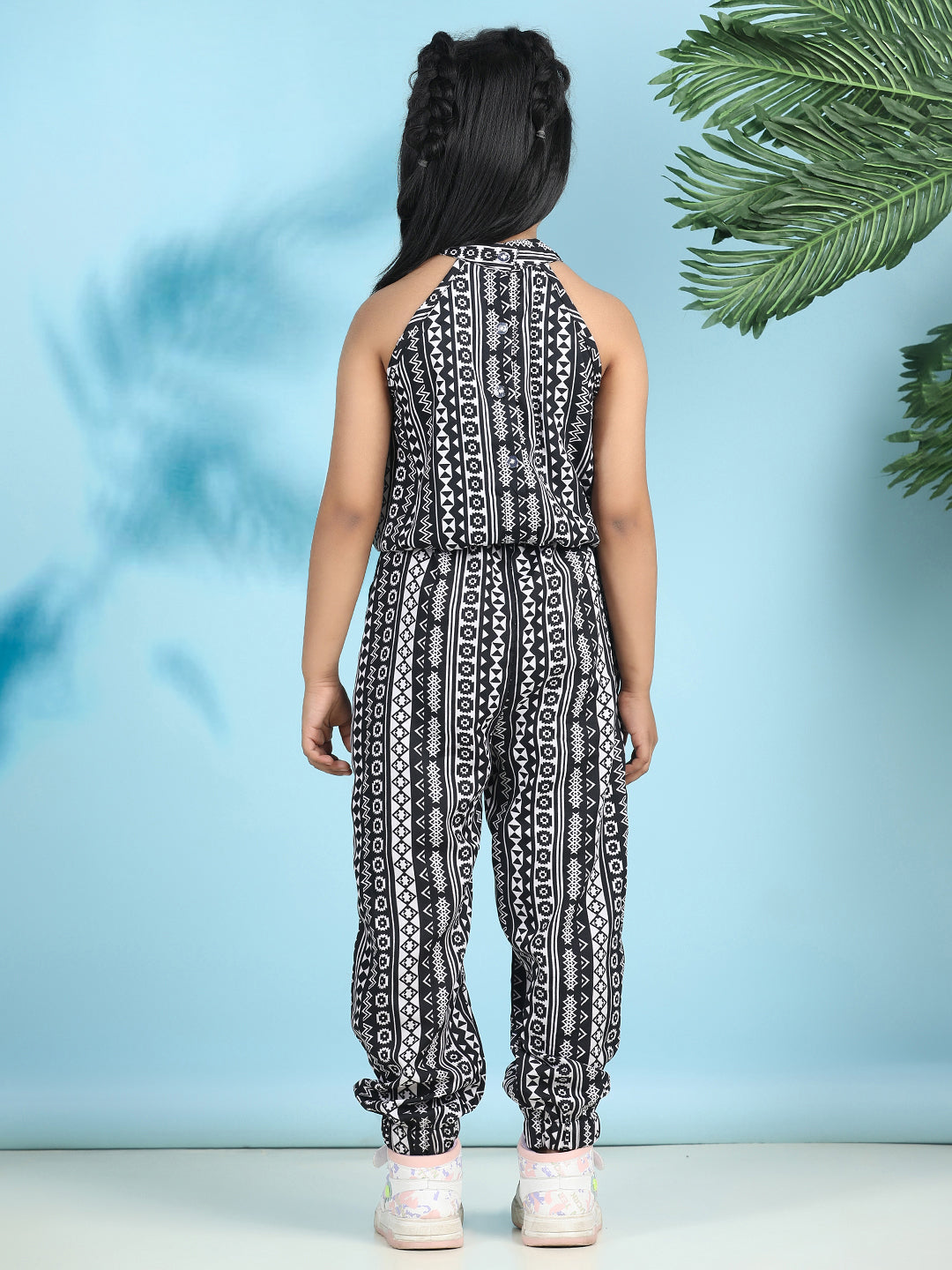 Cutiekins Stylish & Trendy Printed Jumpsuit for Kids -Black & Off White