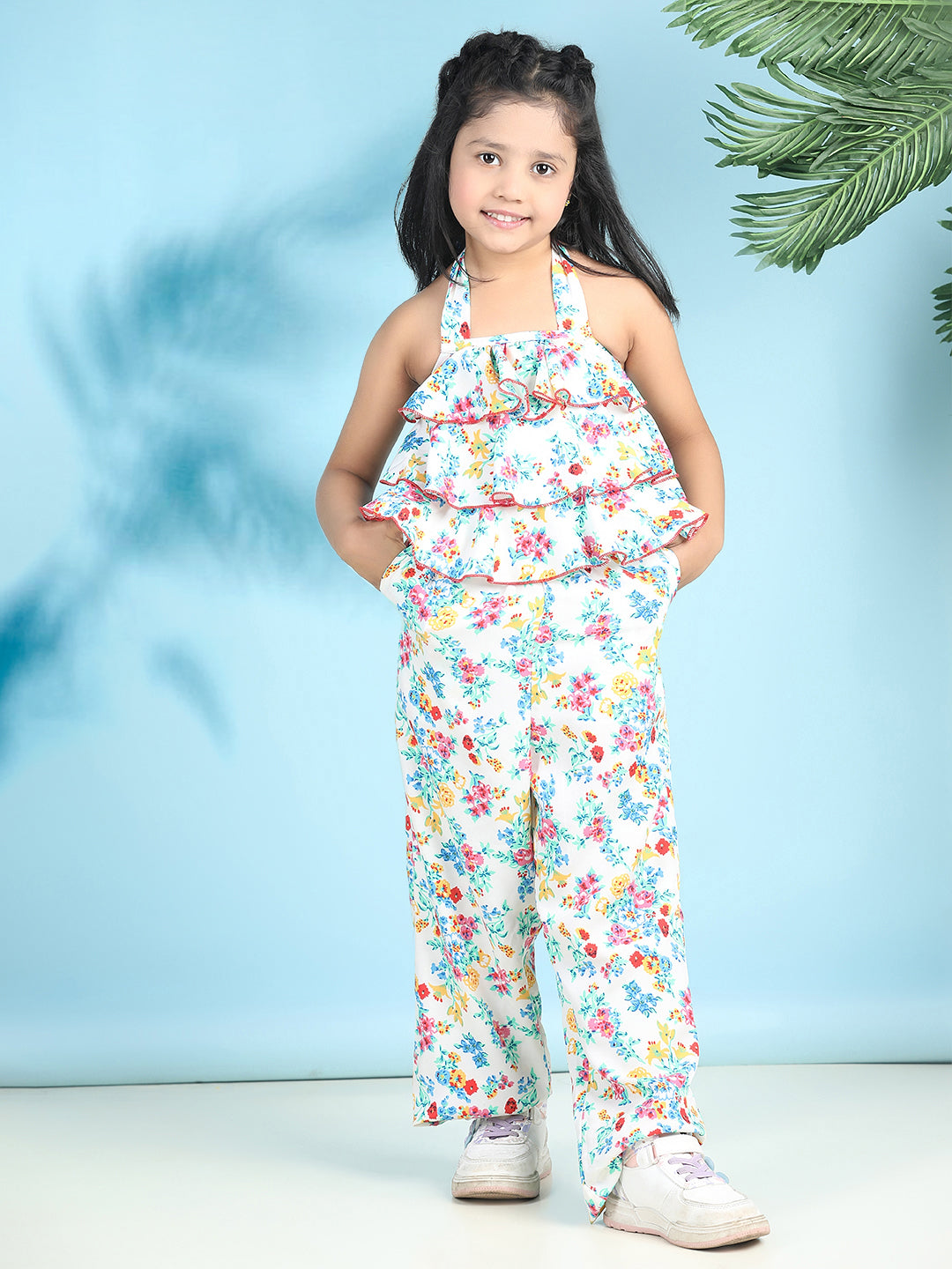 Cutiekins Stylish & Trendy Printed Jumpsuit for Kids -Off White & Multi
