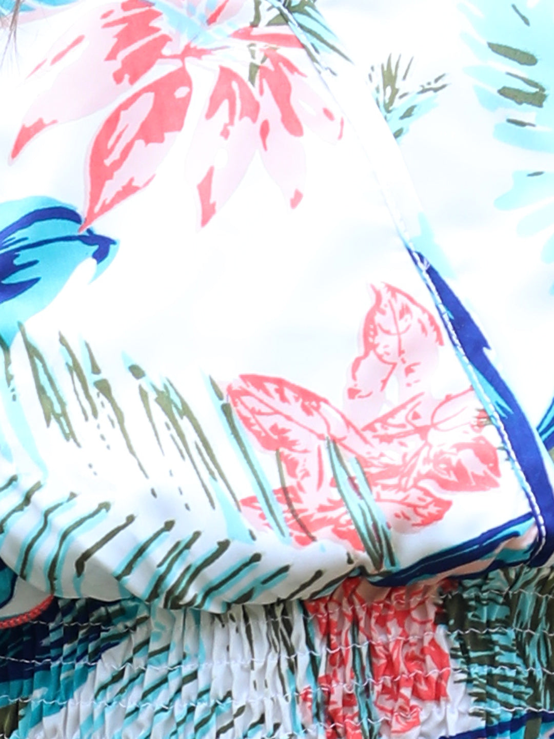 Cutiekins  V-Neck Solid Crop Top- White & Blue