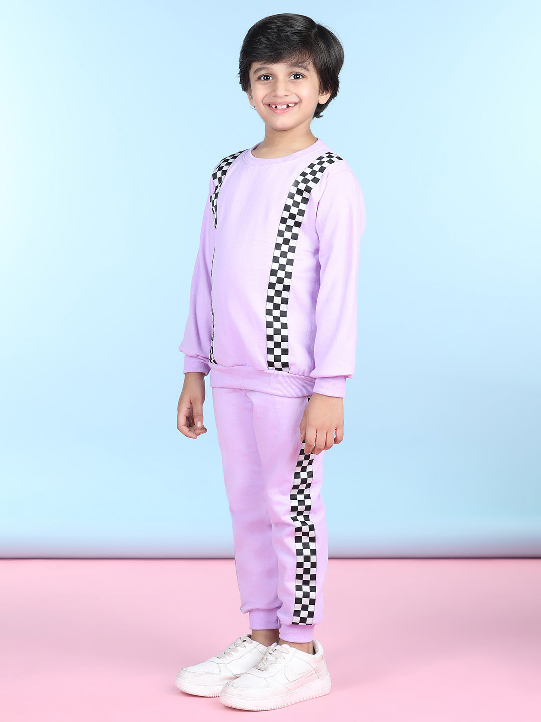 Cutiekins Boys Purple & White Sweatshirt With Trackpant