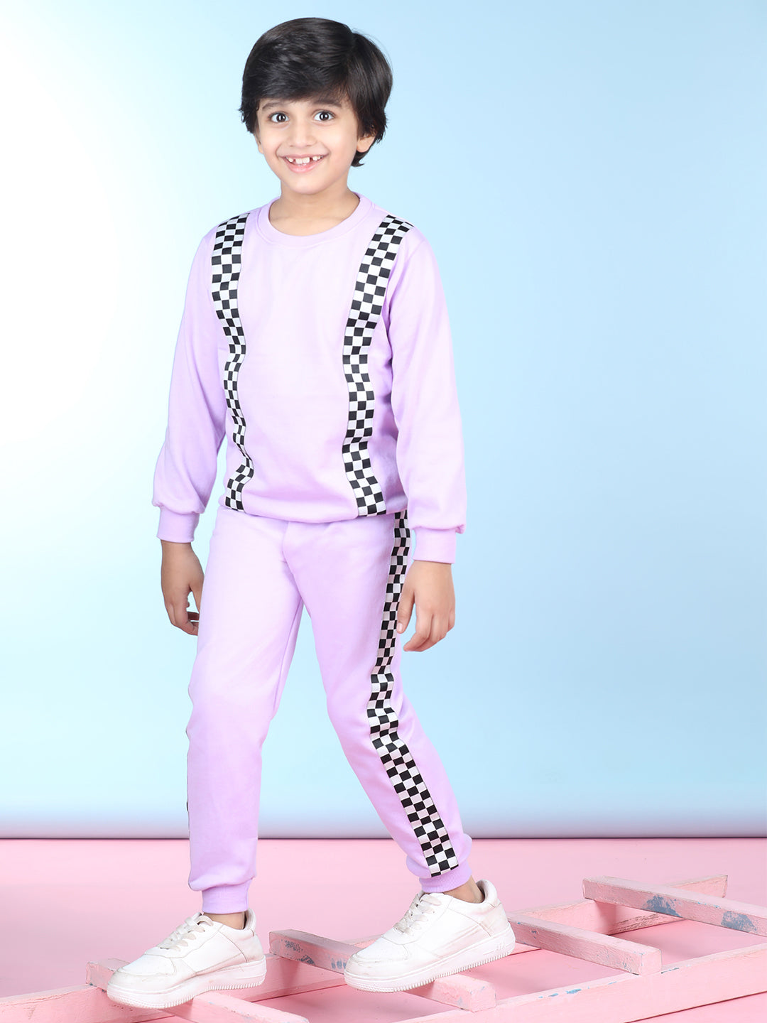 Cutiekins Boys Purple & White Sweatshirt With Trackpant