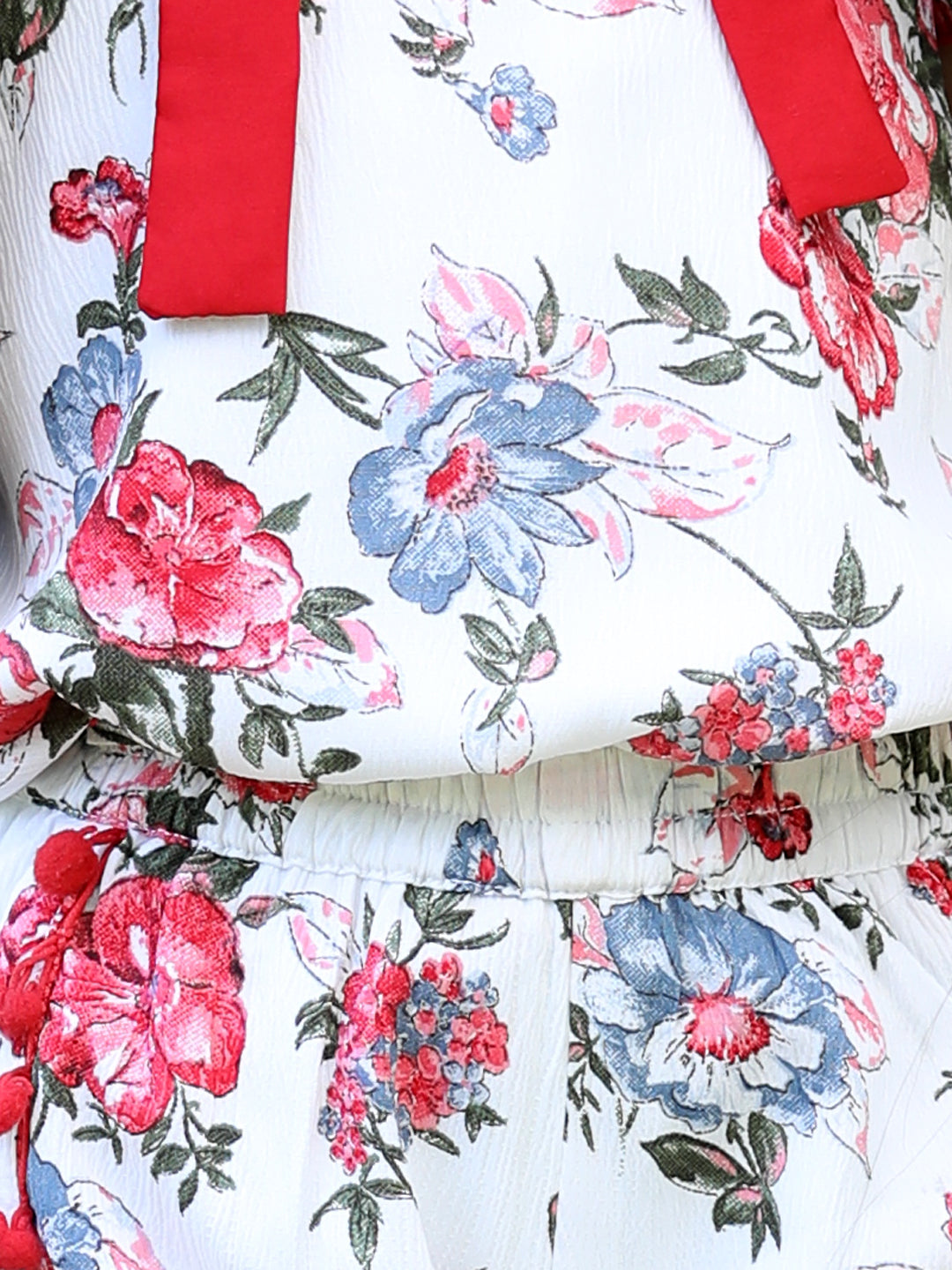 Cutiekins Round Neck Printed Regular Top & Shorts Set -White & Red