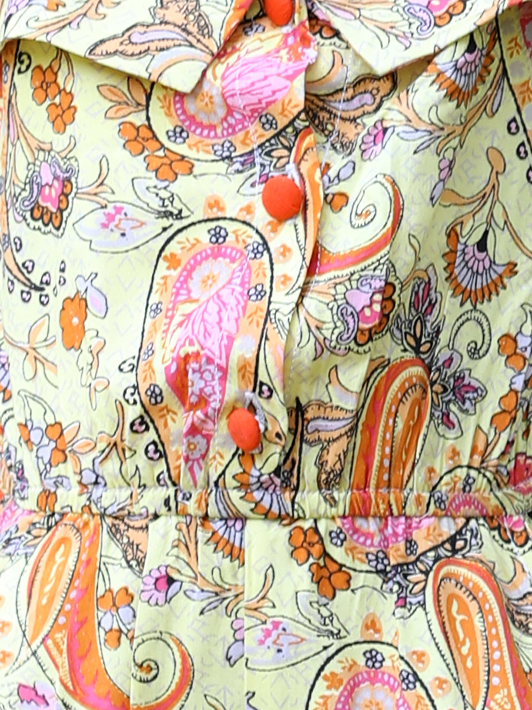 Cutiekins Square Neck Printed Rayon Playsuit -Yellow & Orange