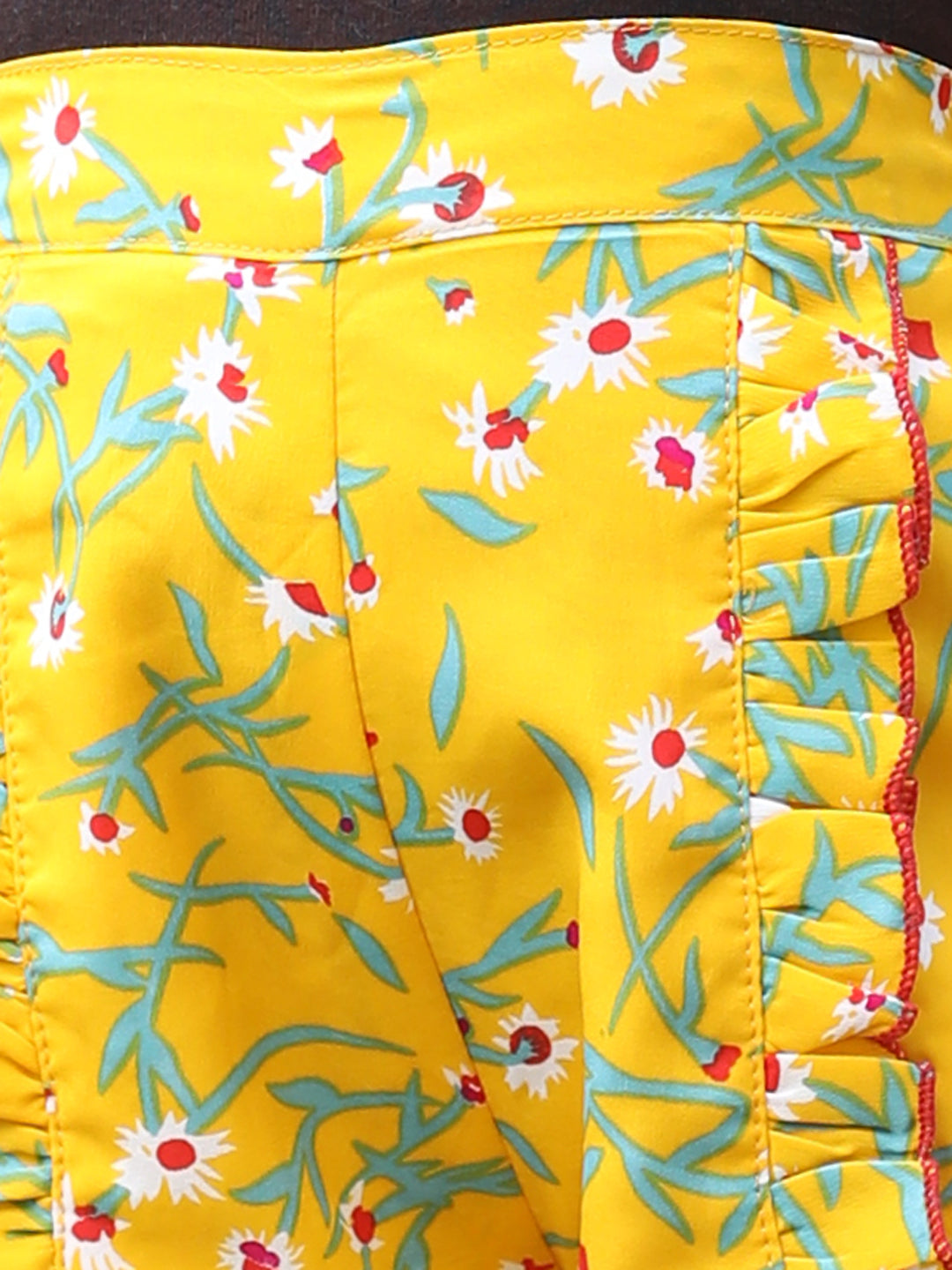 Cutiekins Printed Polyester Regular Shorts-Yellow & Green