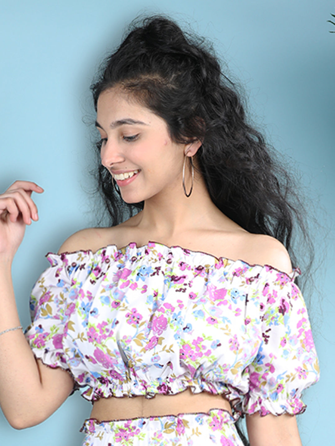 Cutiekins Girls Printed Embellished Top -White & Multi