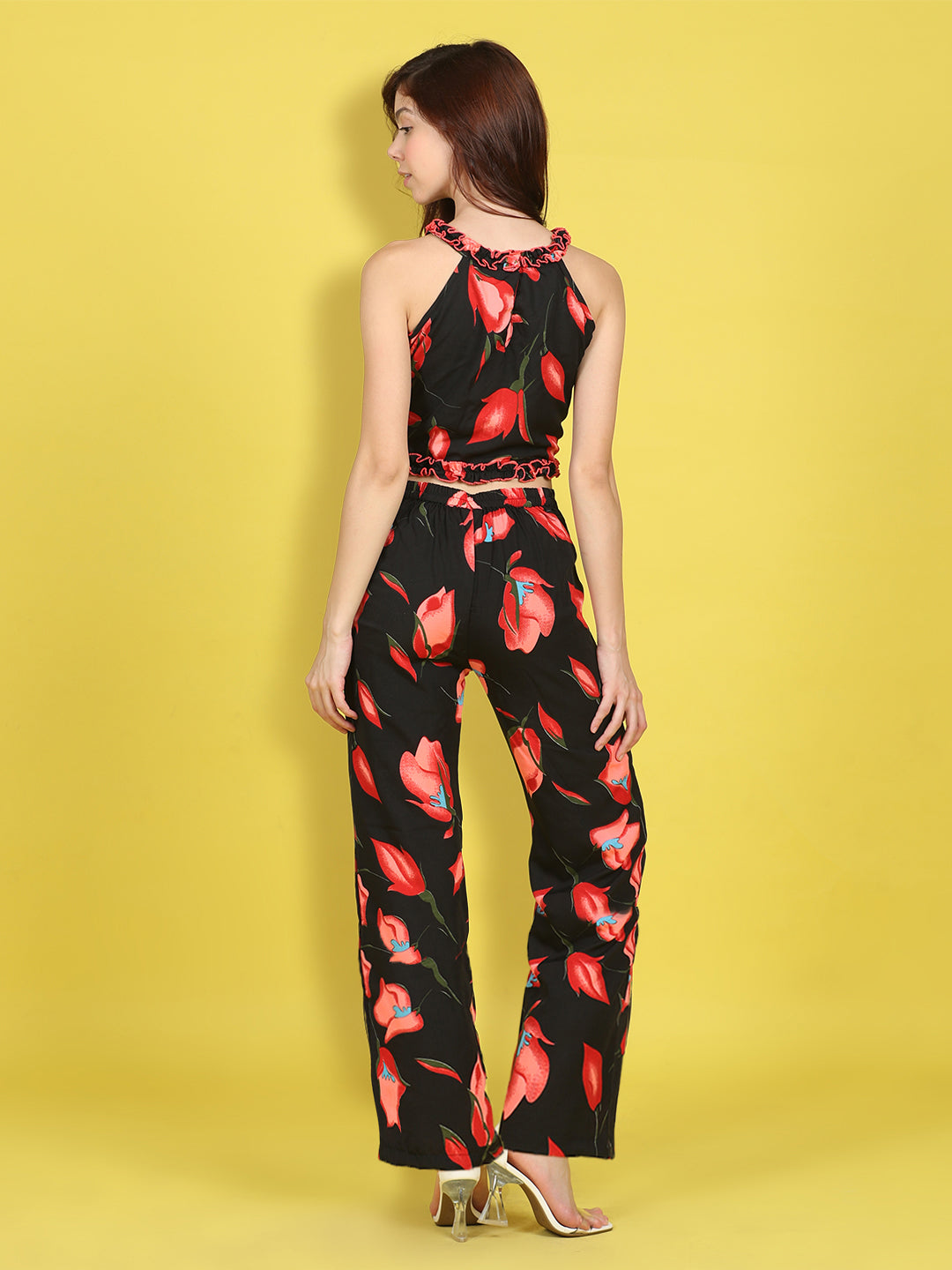 Cutiekins Girls Trendy Bold Style Printed Top & Palazzo Co-ord Set -Black & Red