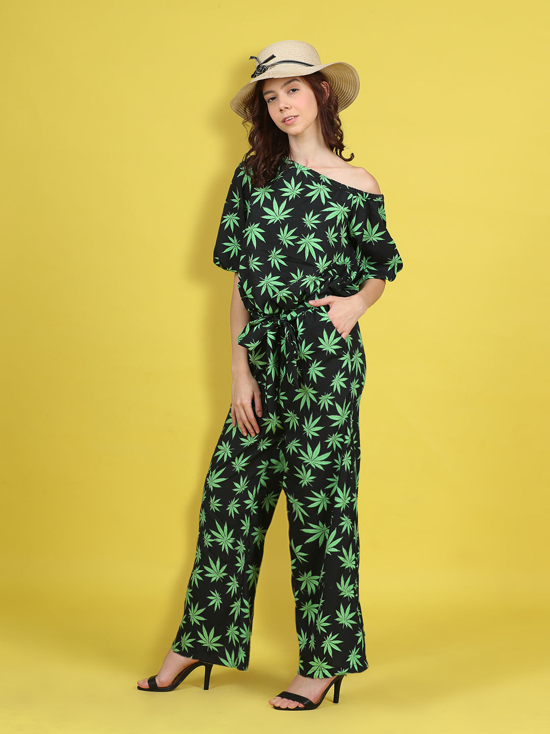 Cutiekins Stylish & Trendy Printed Jumpsuit for Kids -Black & Green
