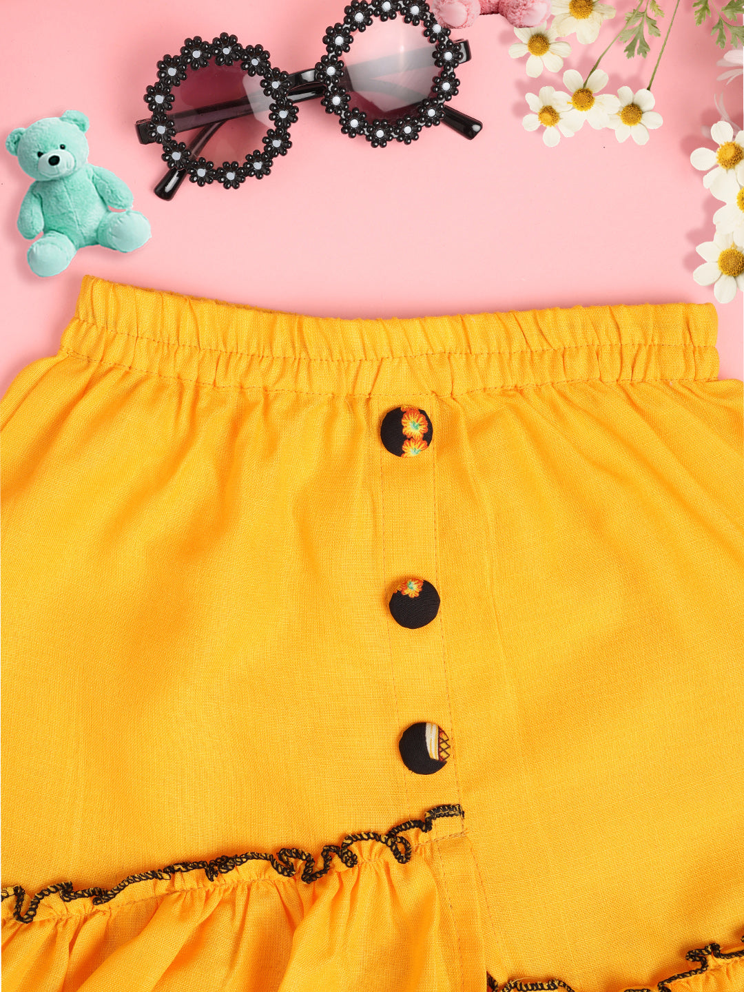 Cutiekins Girls Solid Embellished Skirt-Peach -Mustard