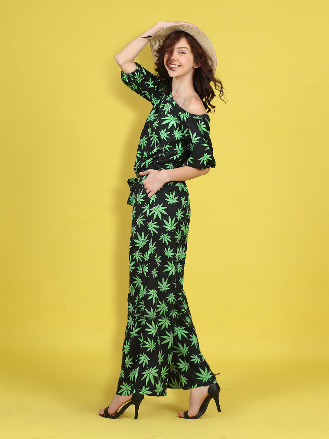 Cutiekins Stylish & Trendy Printed Jumpsuit for Kids -Black & Green