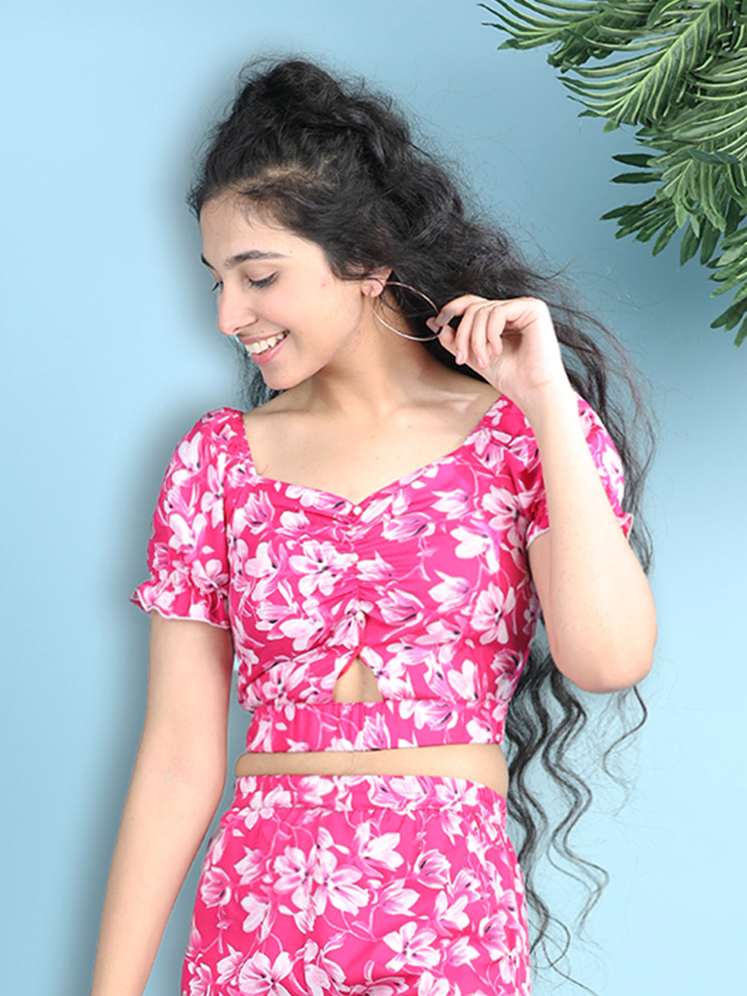 Cutiekins Girls Printed Embellished Top -Pink & White