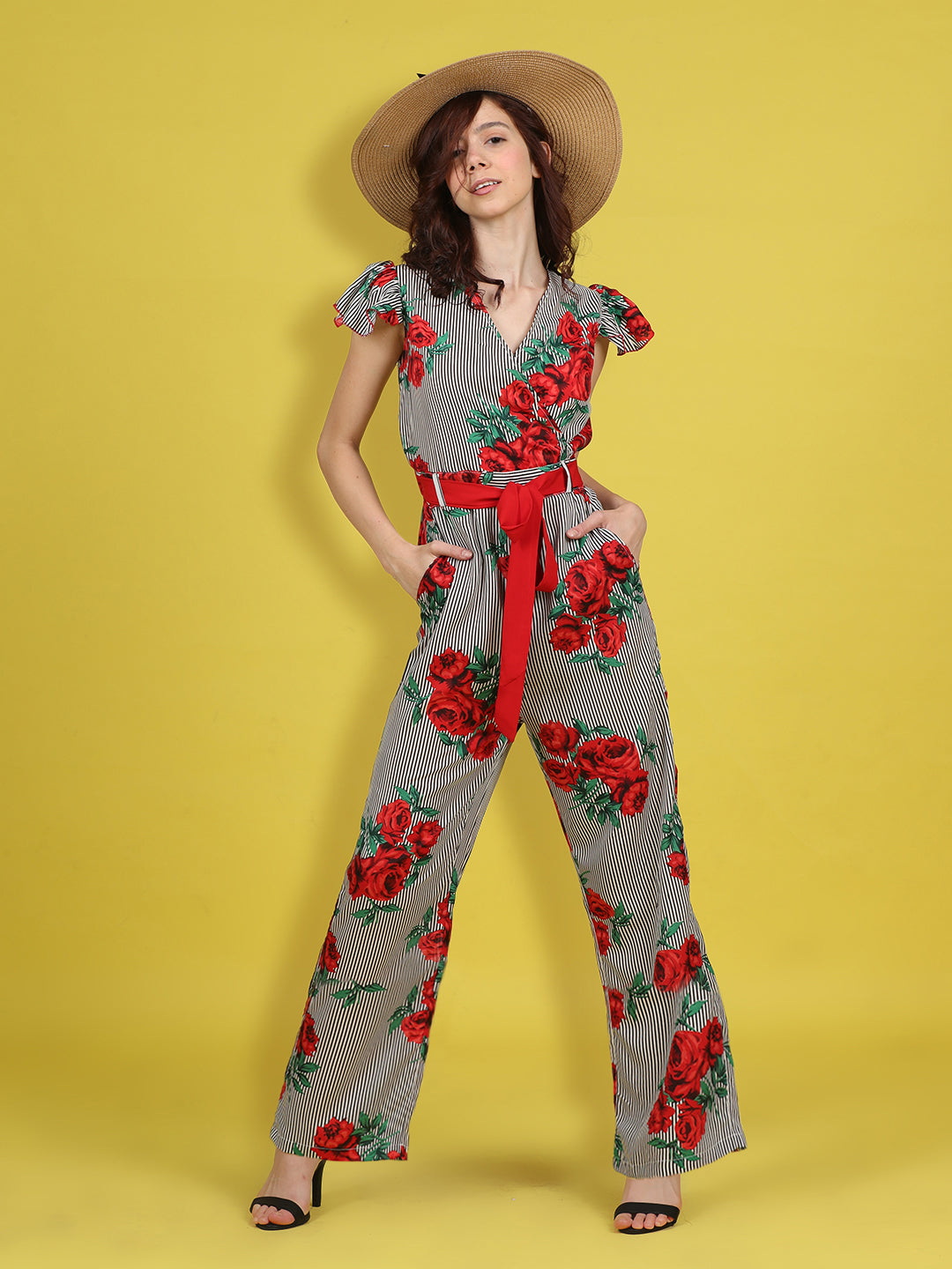 Cutiekins Stylish & Trendy Printed Jumpsuit for Kids -Black & Red