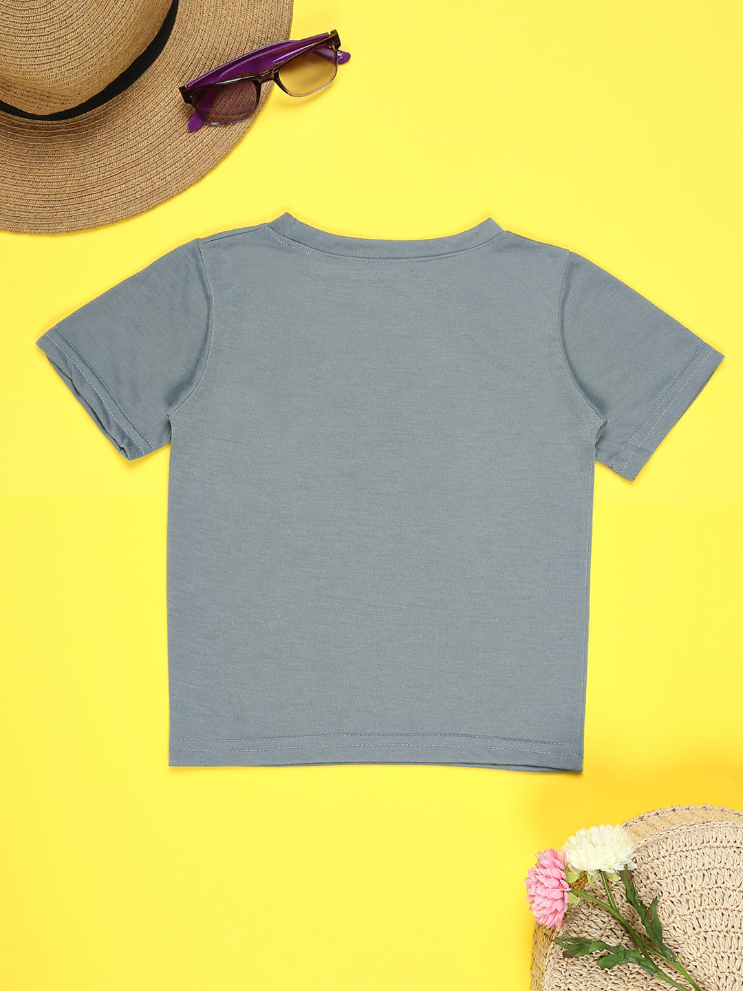 Cutiekins Boys Graphic Printed T-Shirt-Grey & Yellow