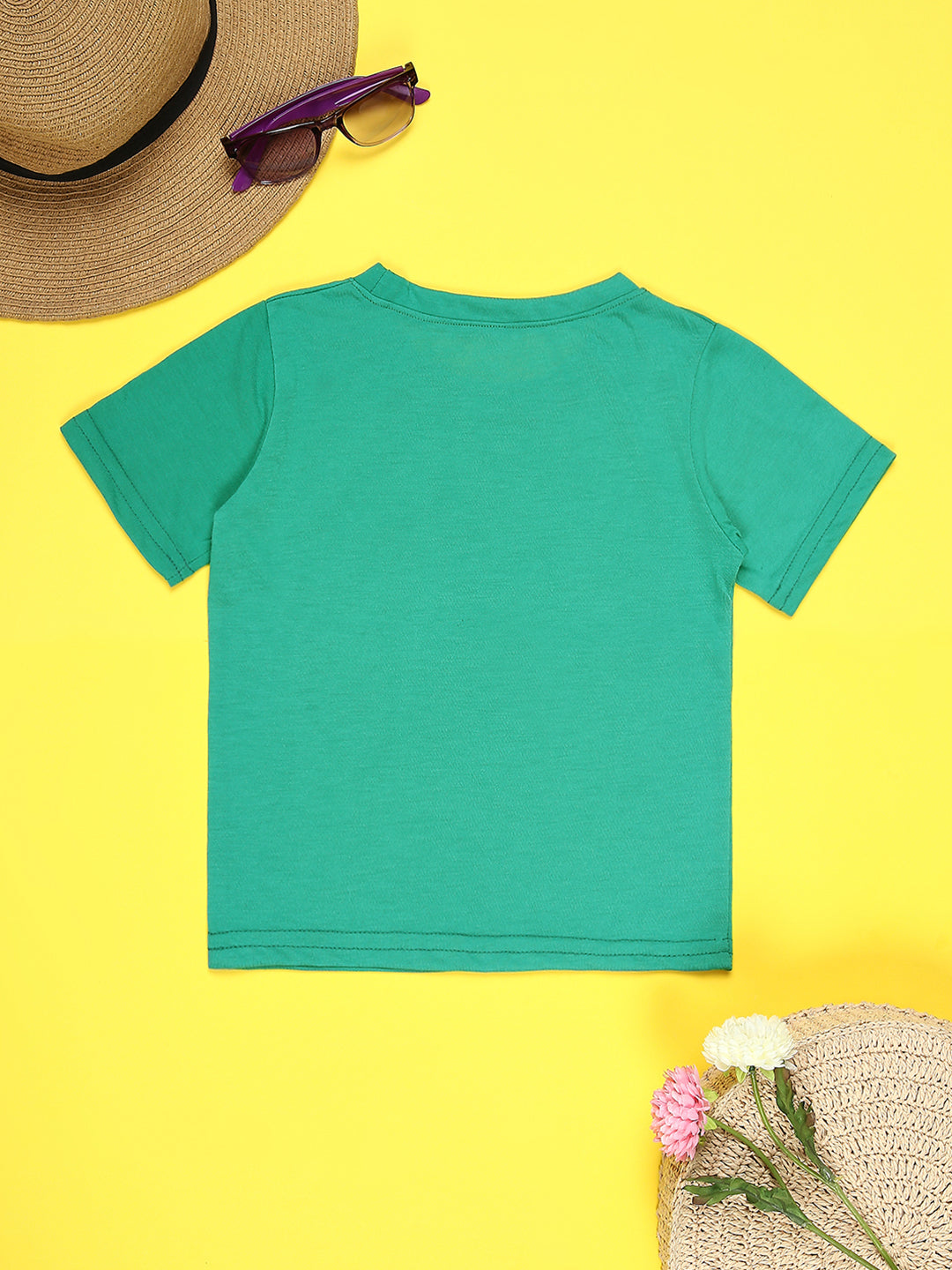 Cutiekins Boys Graphic Printed T-Shirt-Green & Off White