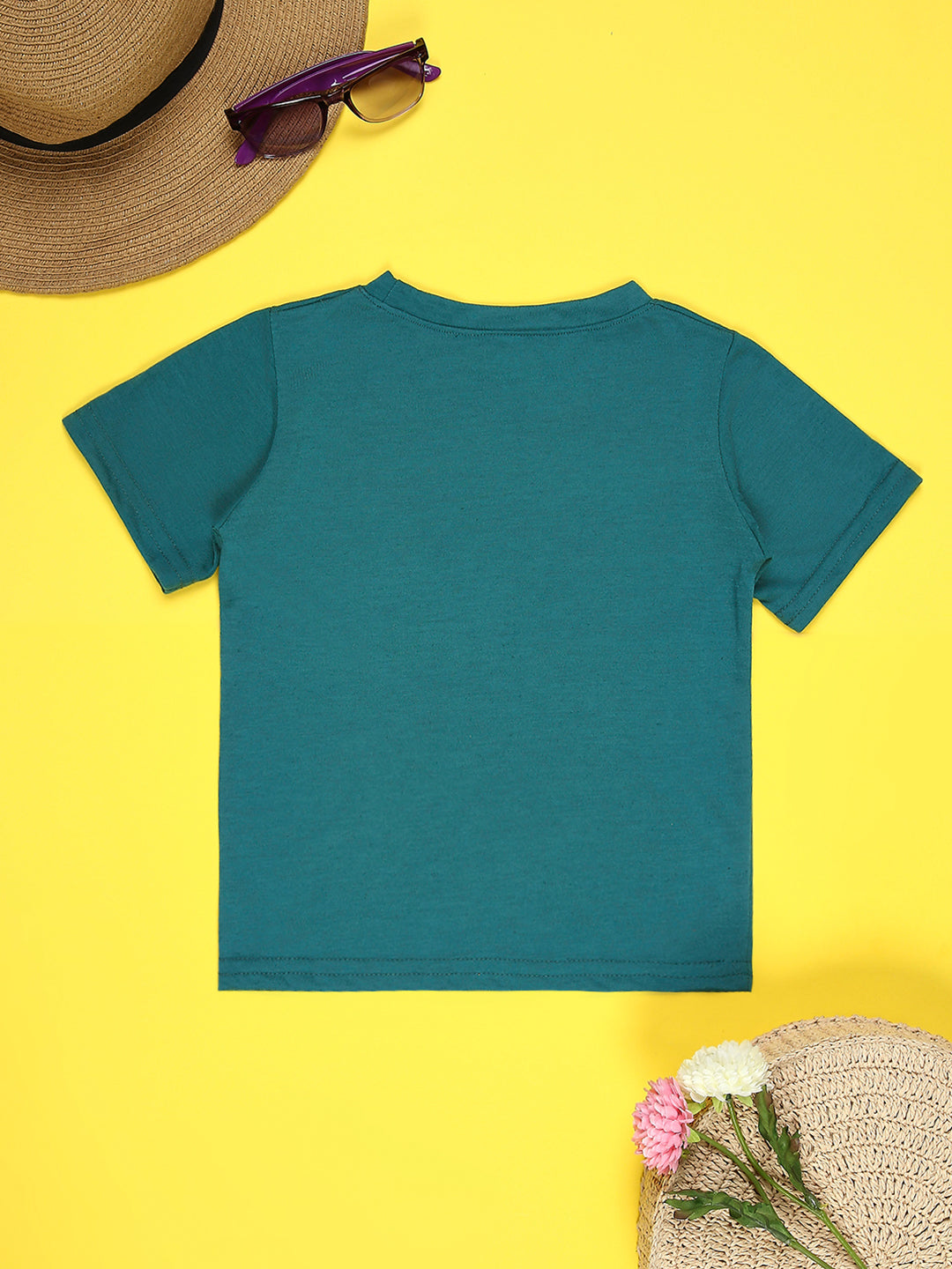 Cutiekins Boys Graphic Printed T-Shirt-Teal Blue & Mustard