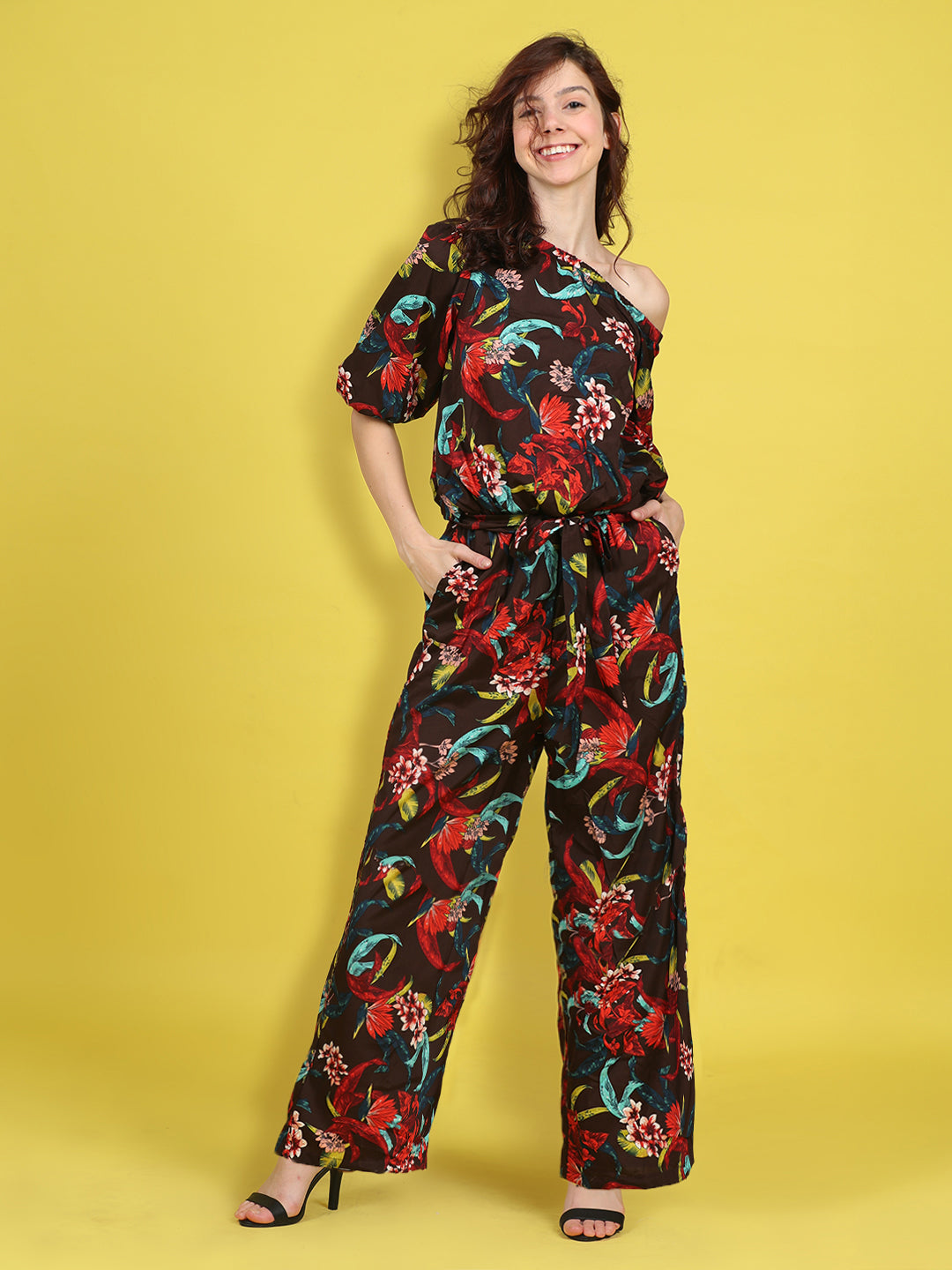 Cutiekins Stylish & Trendy Printed Jumpsuit for Kids -Coffee Brown & Multi