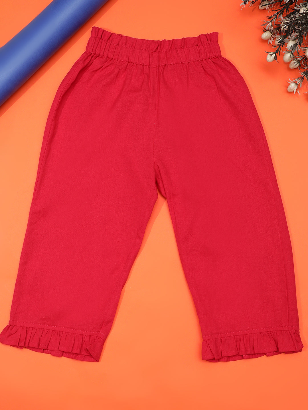 Cutiekins Girls Casual Solid Capri -Red