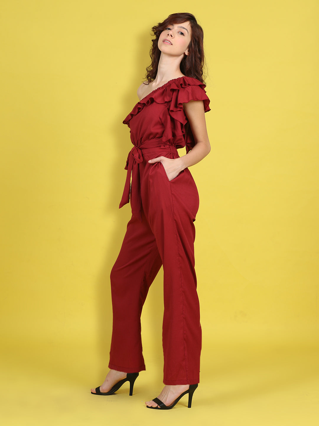 Cutiekins Stylish & Trendy Solid Jumpsuit for Kids -Maroon