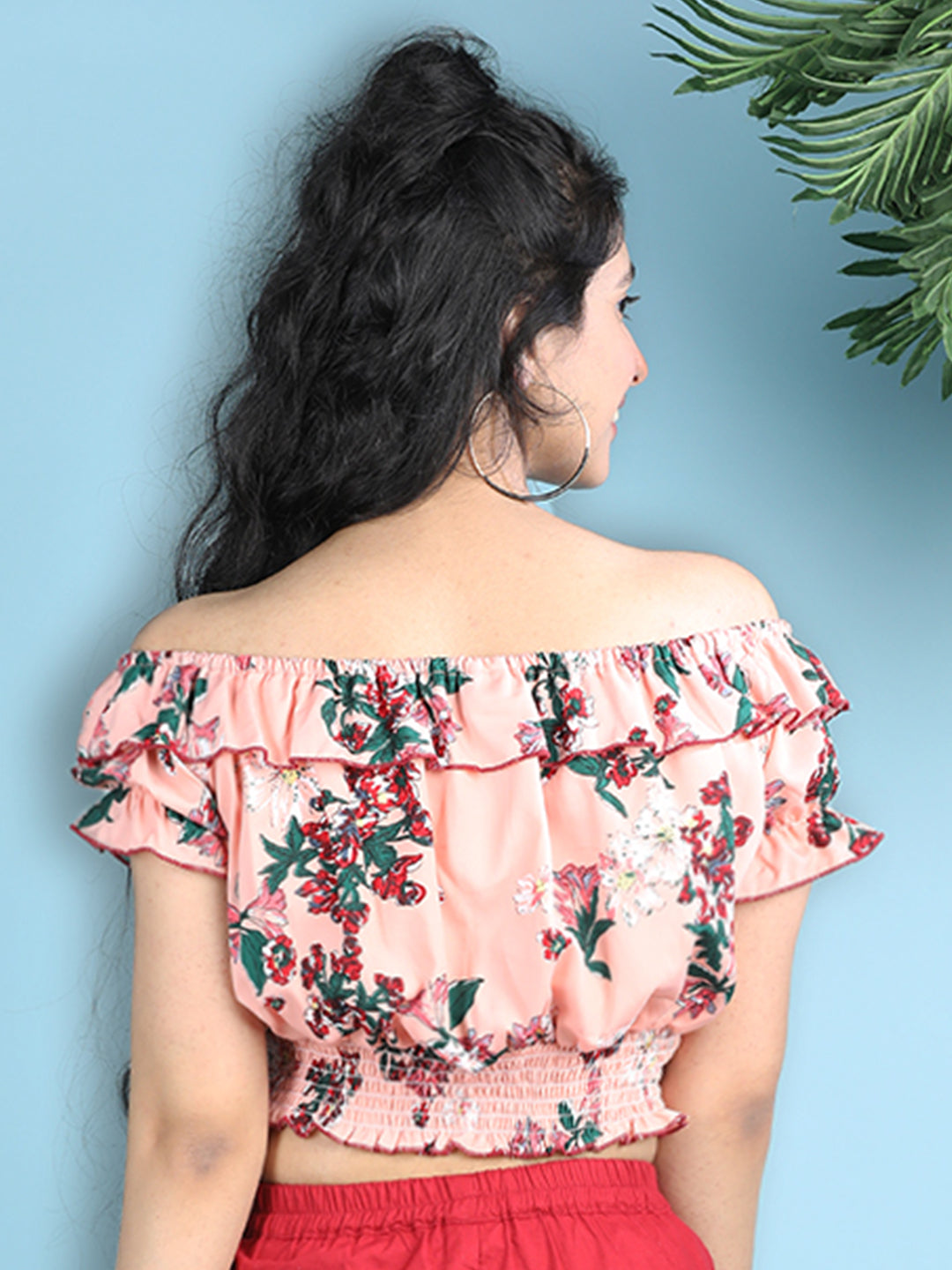 Cutiekins Girls Printed Embellished Top -Peach & Multi
