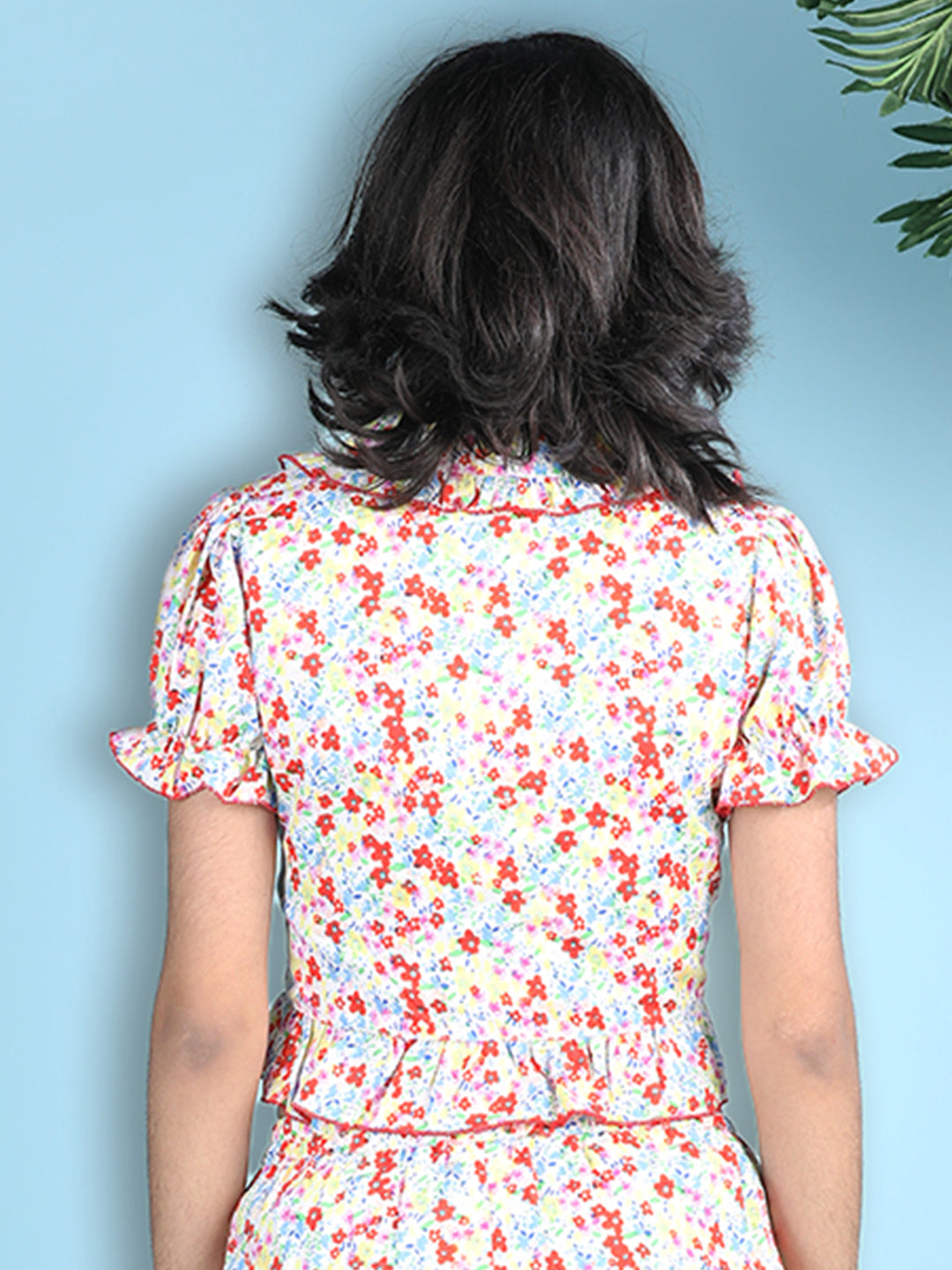 Cutiekins Girls Printed Embellished Top -Yellow & Red
