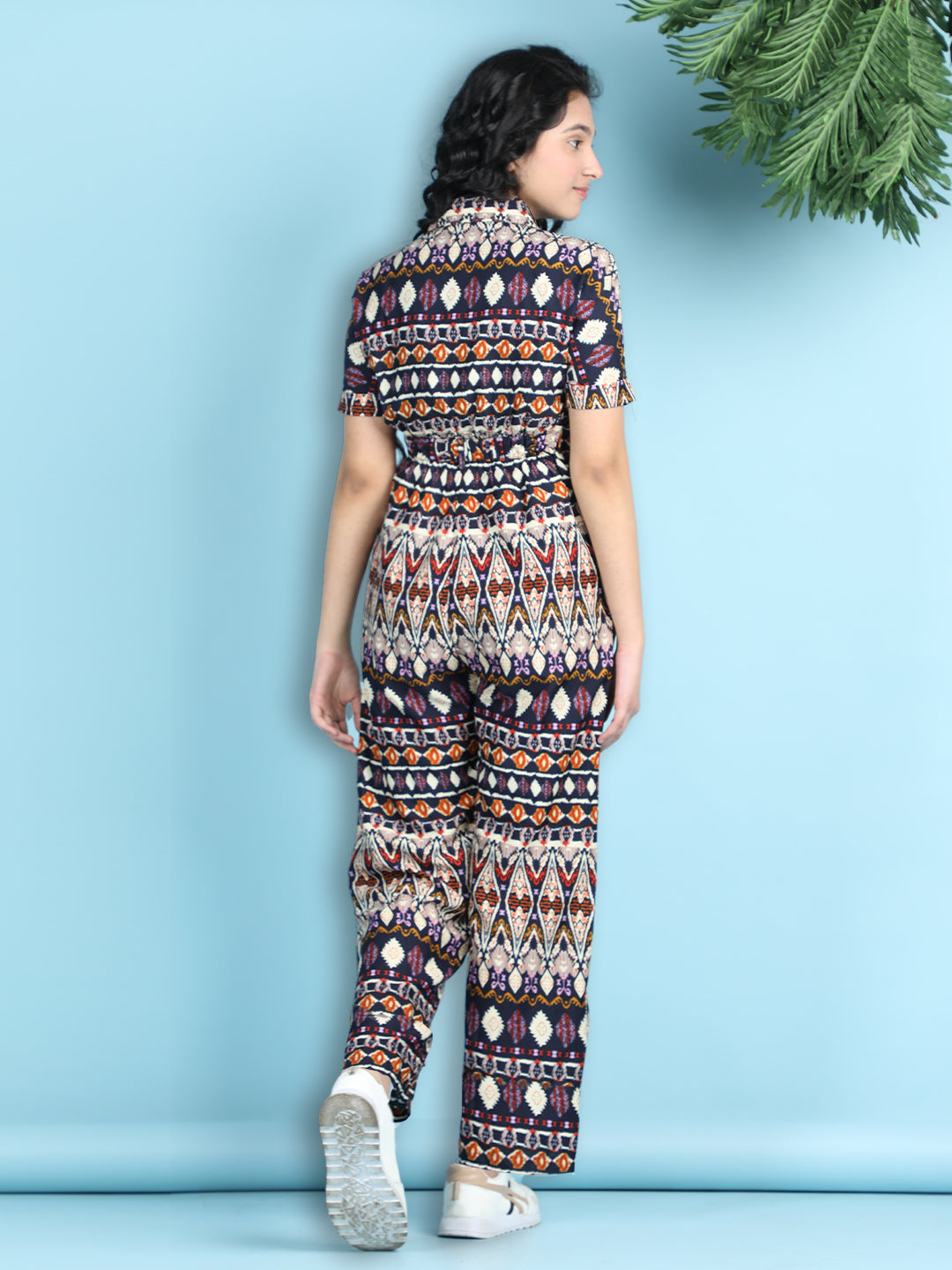 Cutiekins Girls Stylish Ethnic Motifs Print Jumpsuit -Black & Multi
