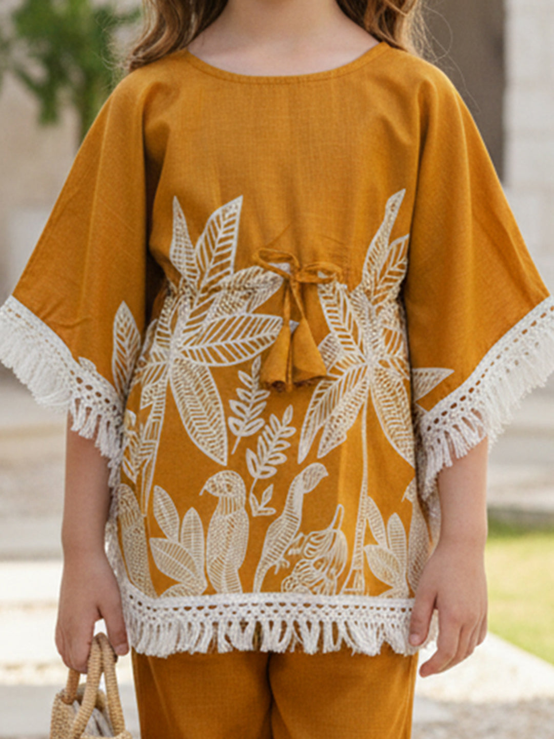 Cutiekins Girls Floral Print Top With Matching Trouser - Yellow & White