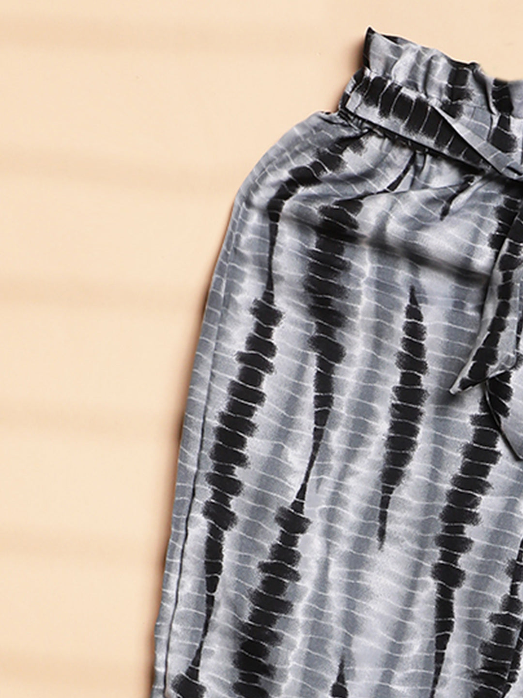 Cutiekins Girls Tie and Dye Print Casual Palazzo -Black & Off White
