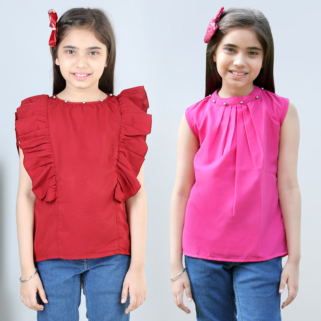 Cutiekins Pack Of 2 Solid Top-Red & Pink