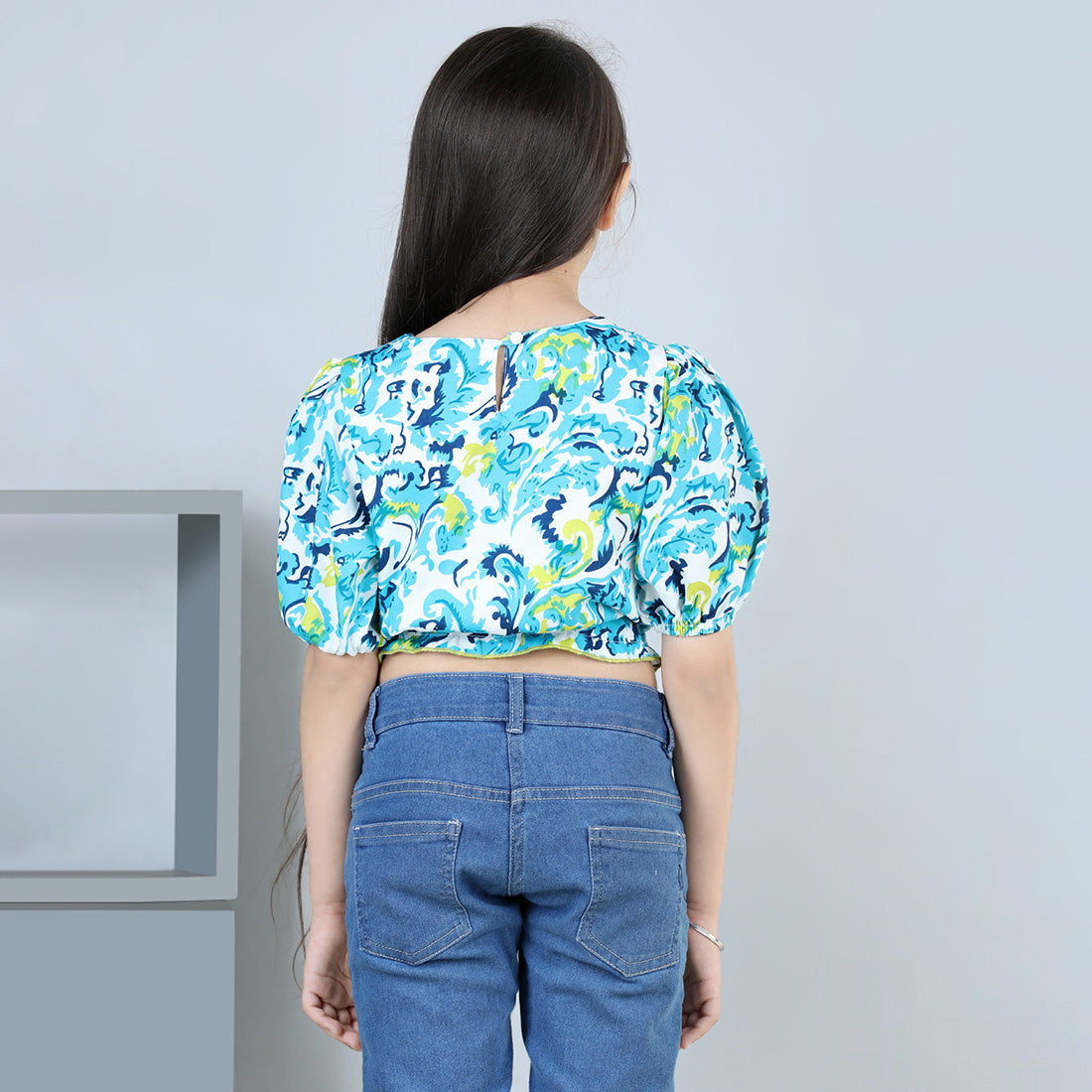 Cutiekins Pack Of 2 Printed V Neck Polyester Top-Sky Blue & Peach