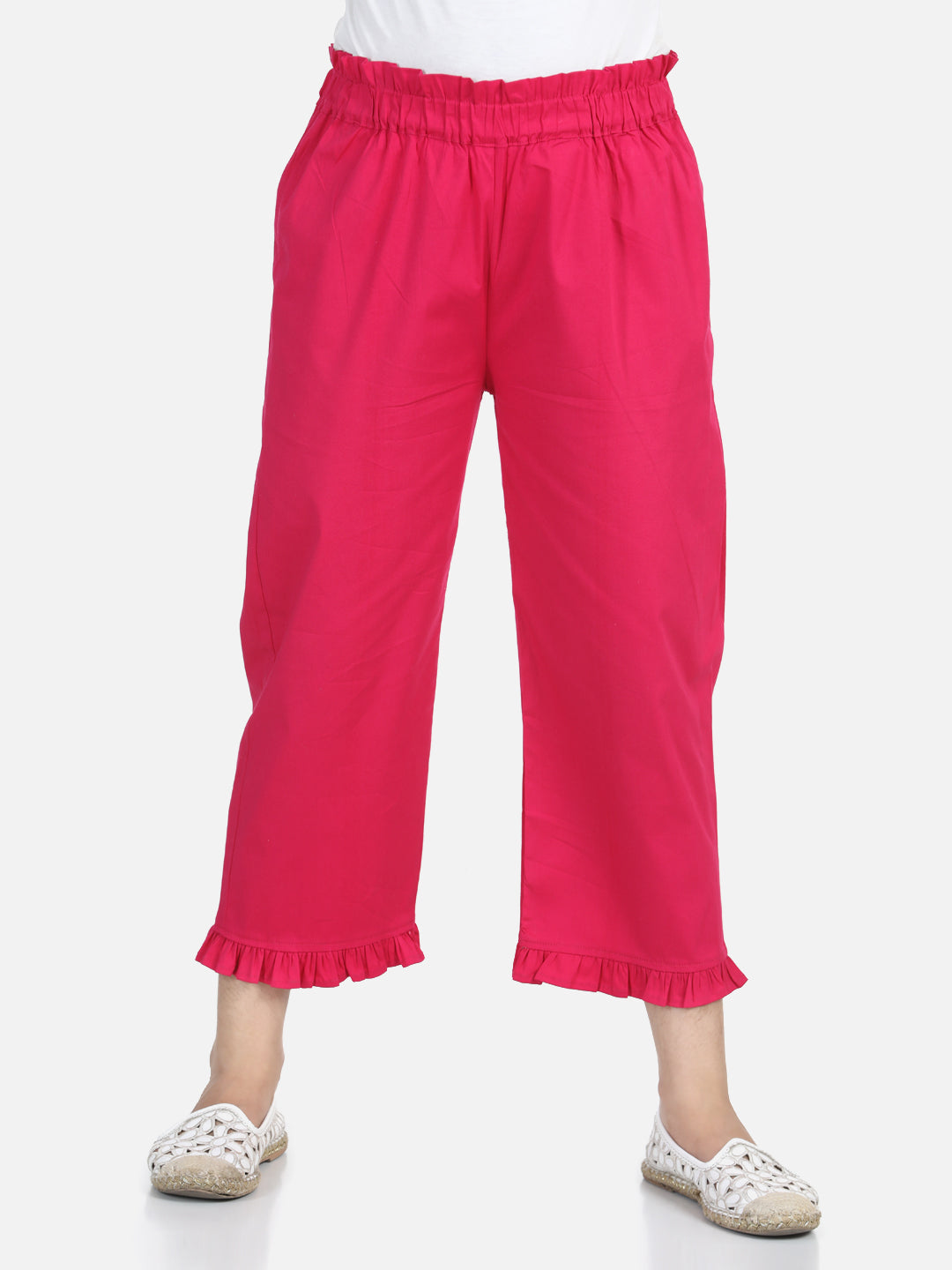 Cutiekins Capri For Girls Casual Solid Lycra Blend  (Red)