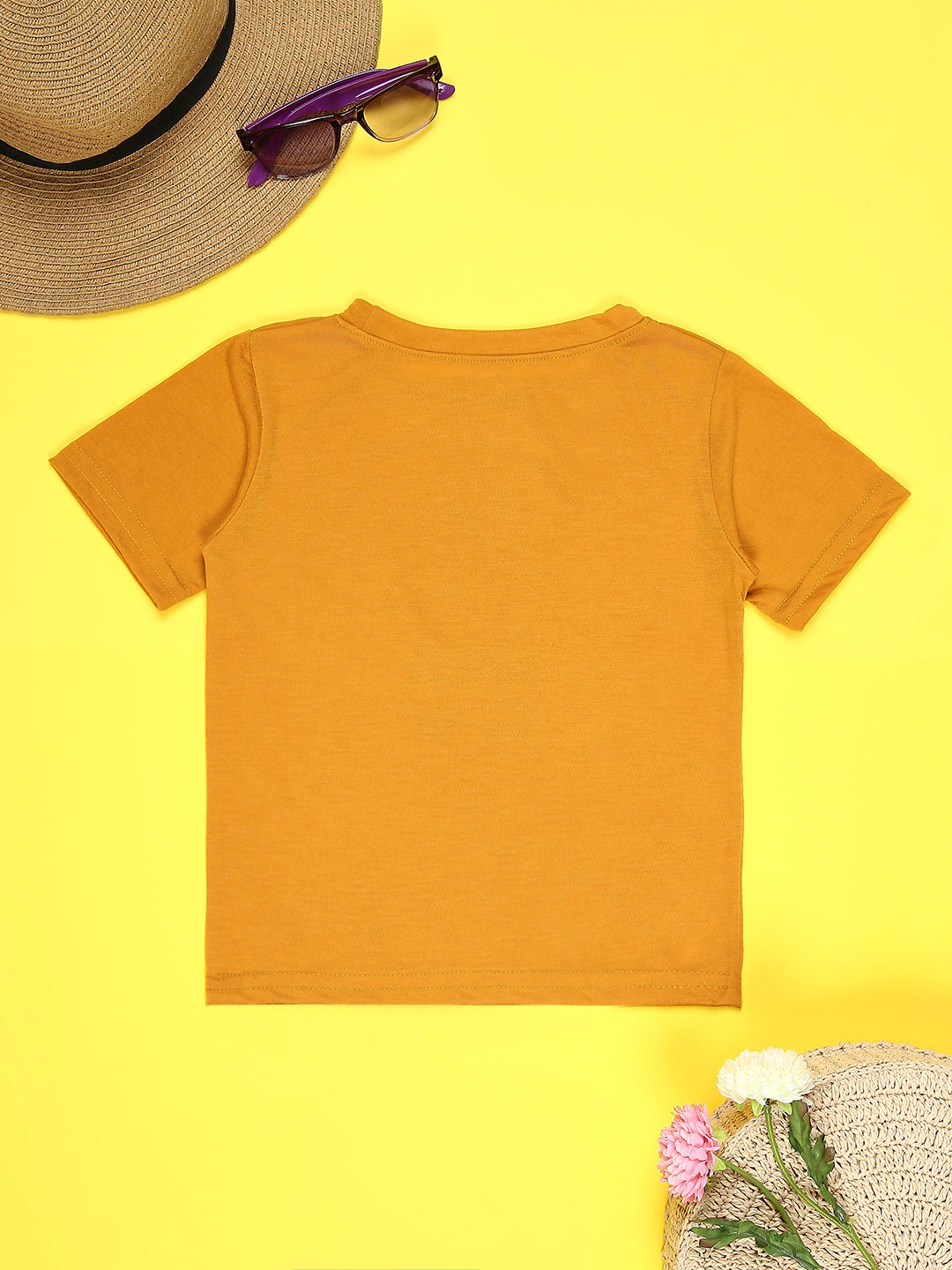 Cutiekins Boys Graphic Printed T-Shirt-Mustard & Black