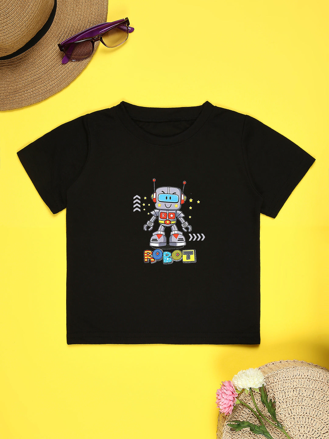 Cutiekins Boys Graphic Printed T-Shirt-Dark Blue & Grey