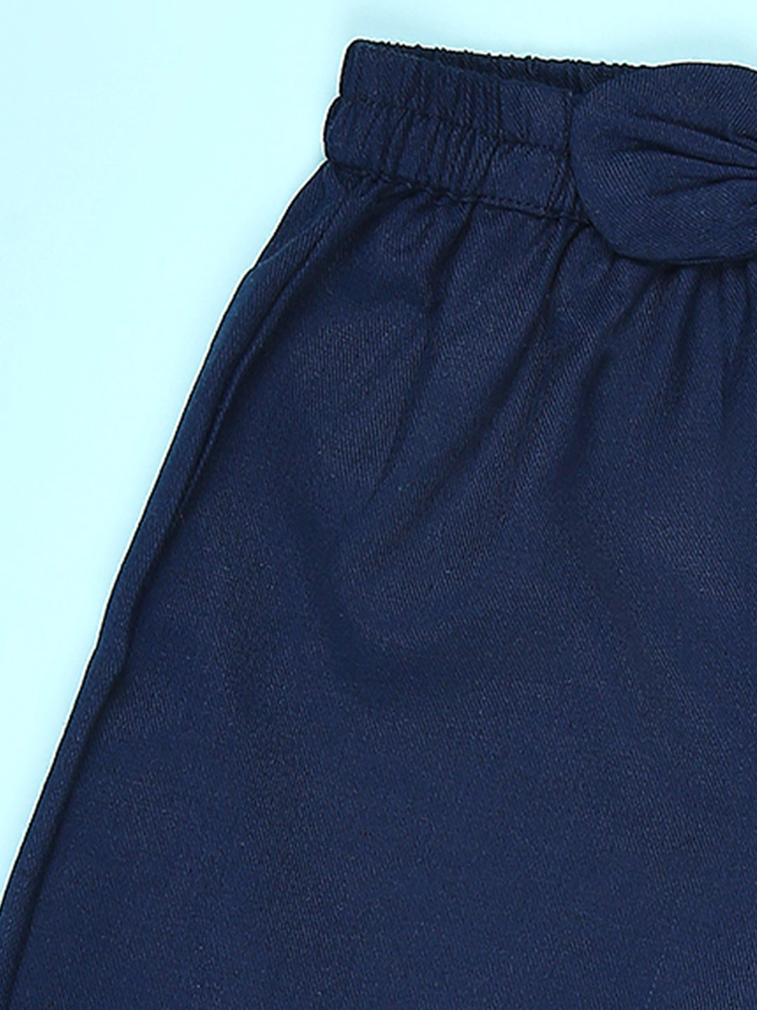 Cutiekins Girls Solid Embellished Small Bow Short -Navy Blue