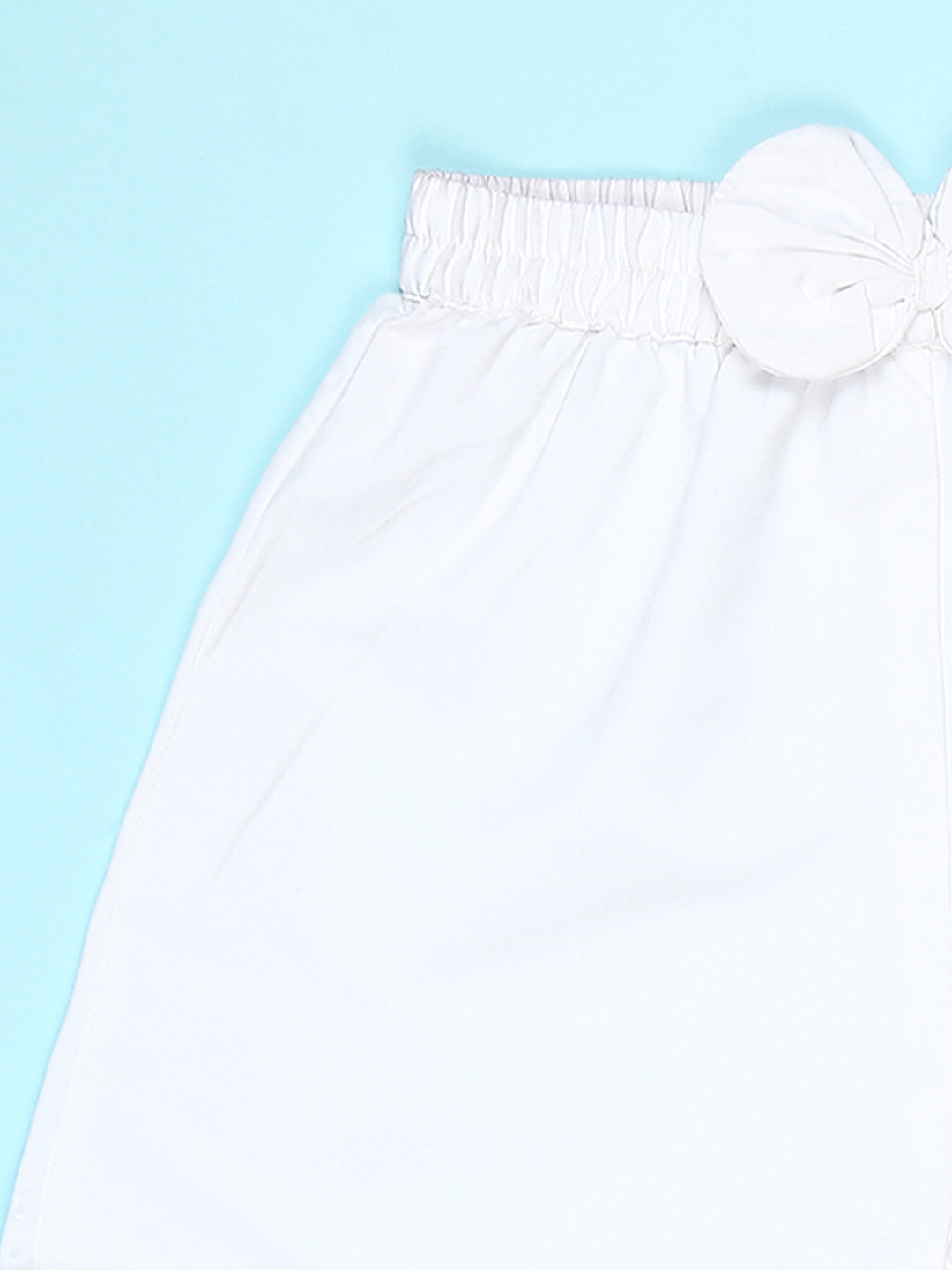 Cutiekins Girls Solid Embellished Small Bow Short -White