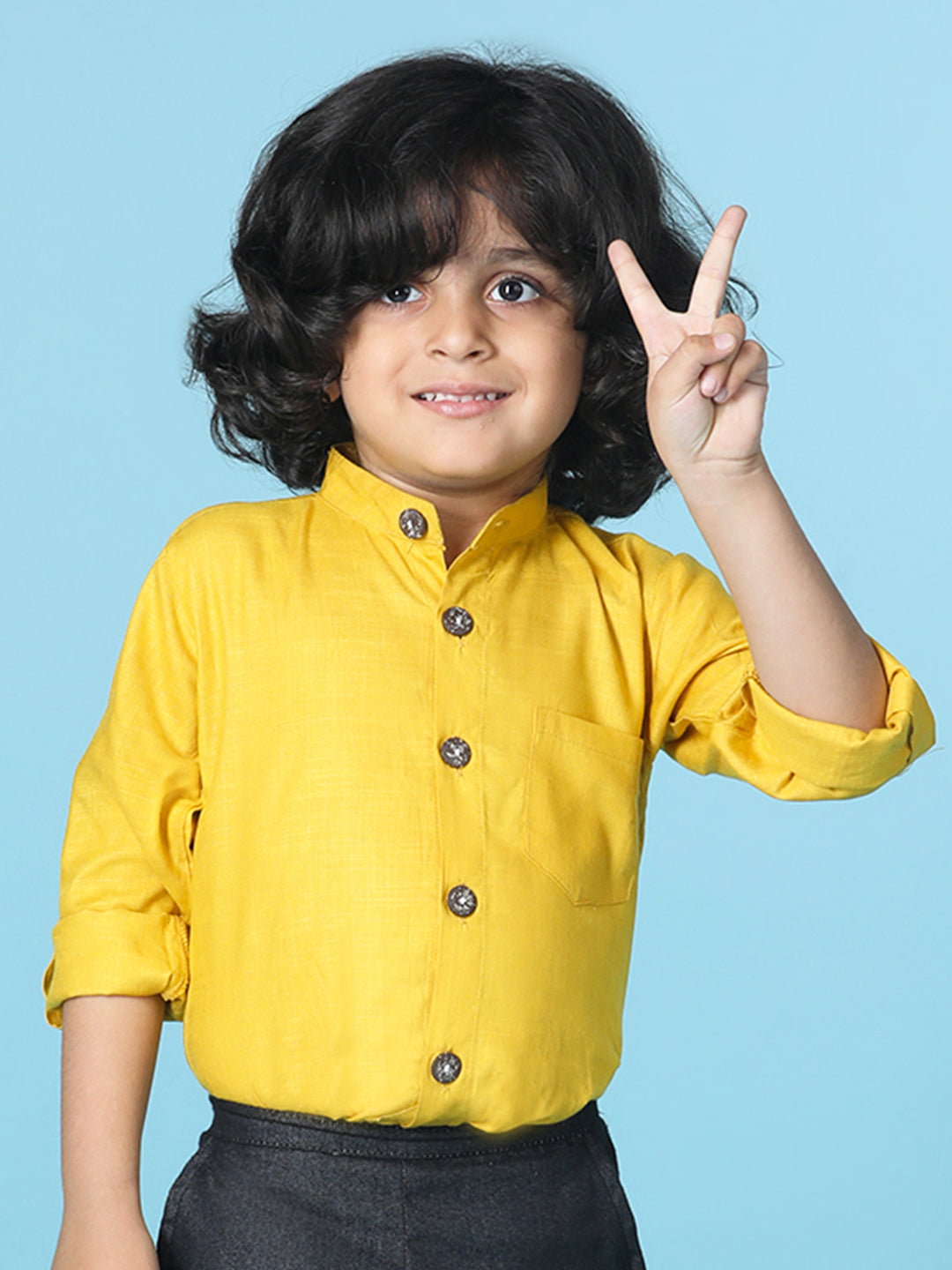 Cutiekins Boys Solid Rayon Shirt -Mustard