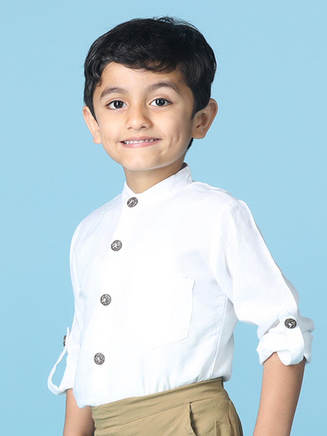 Cutiekins Boys Solid Rayon Shirt -Off White