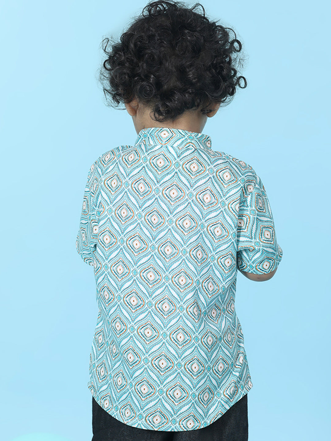 Cutiekins Boys Tribal Print T-Shirt -Turquoise Blue & Brown