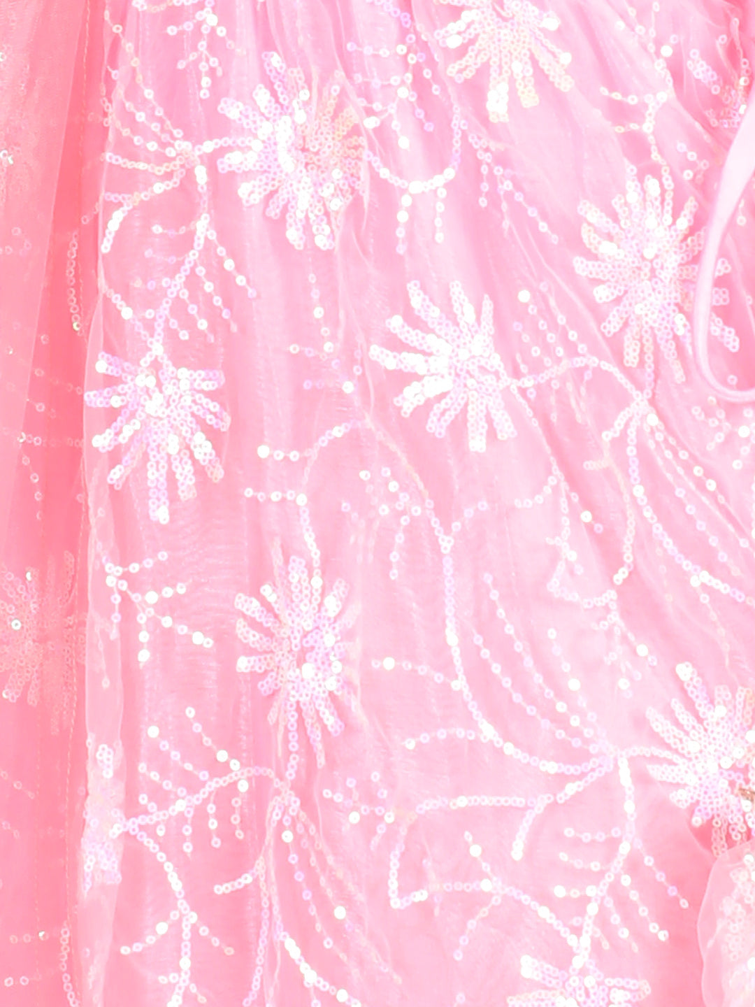 Cutiekins Sequence Net Work Lengha Choli Set- Pink