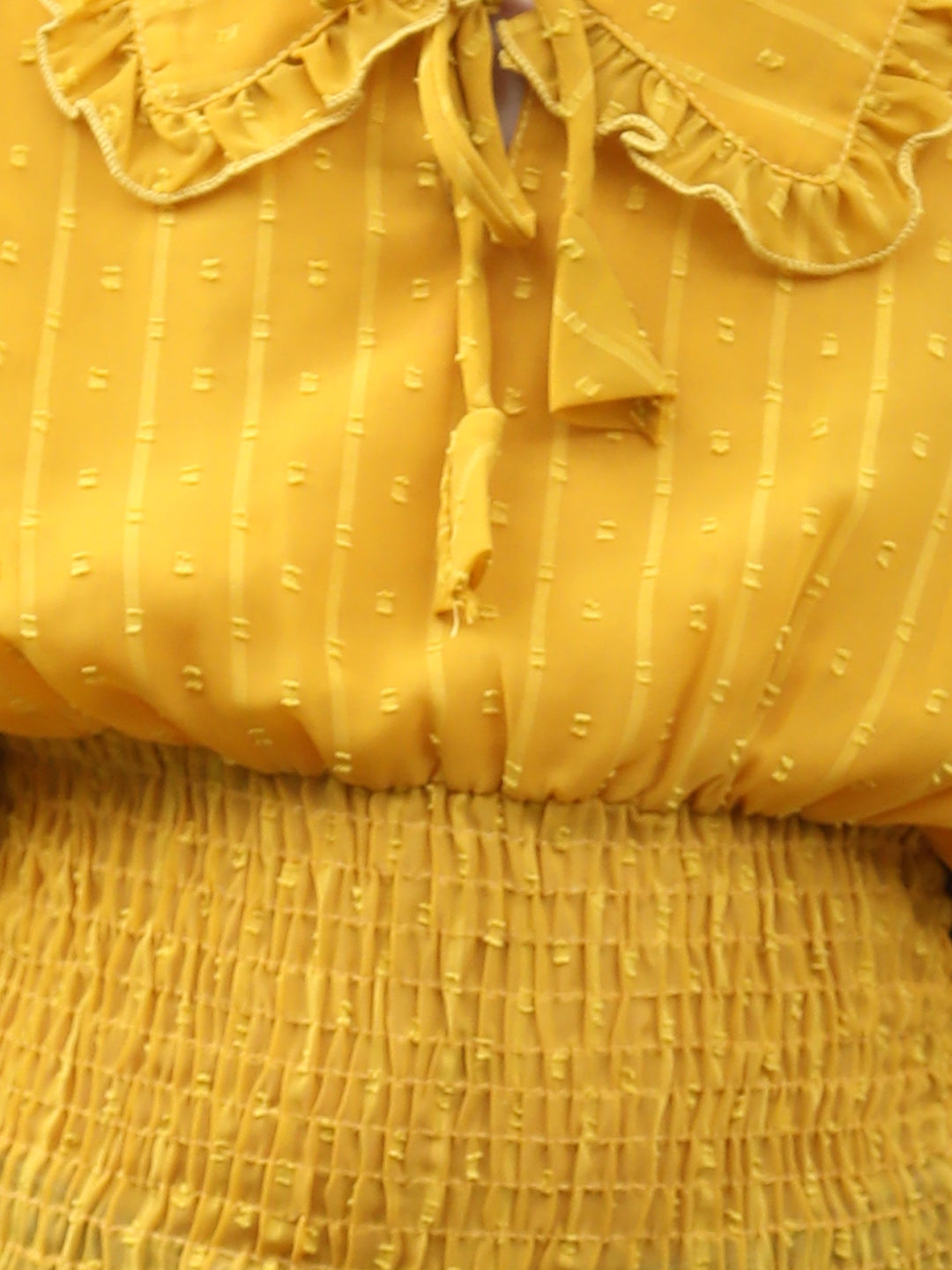 Cutiekins Peter Pan Neck Georgette Crop Top -Mustard