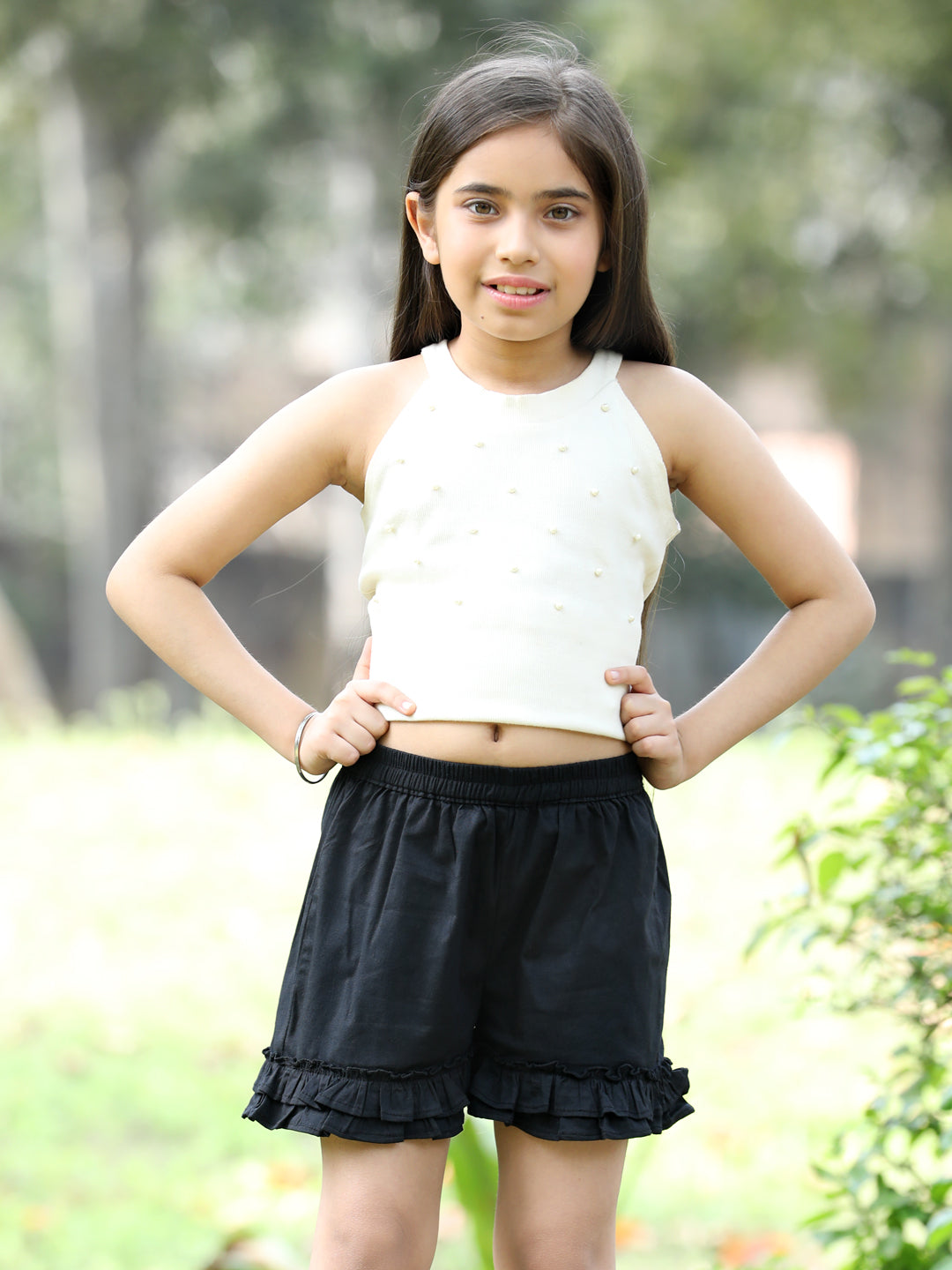 Cutiekins Solid Frilled Shorts -Black