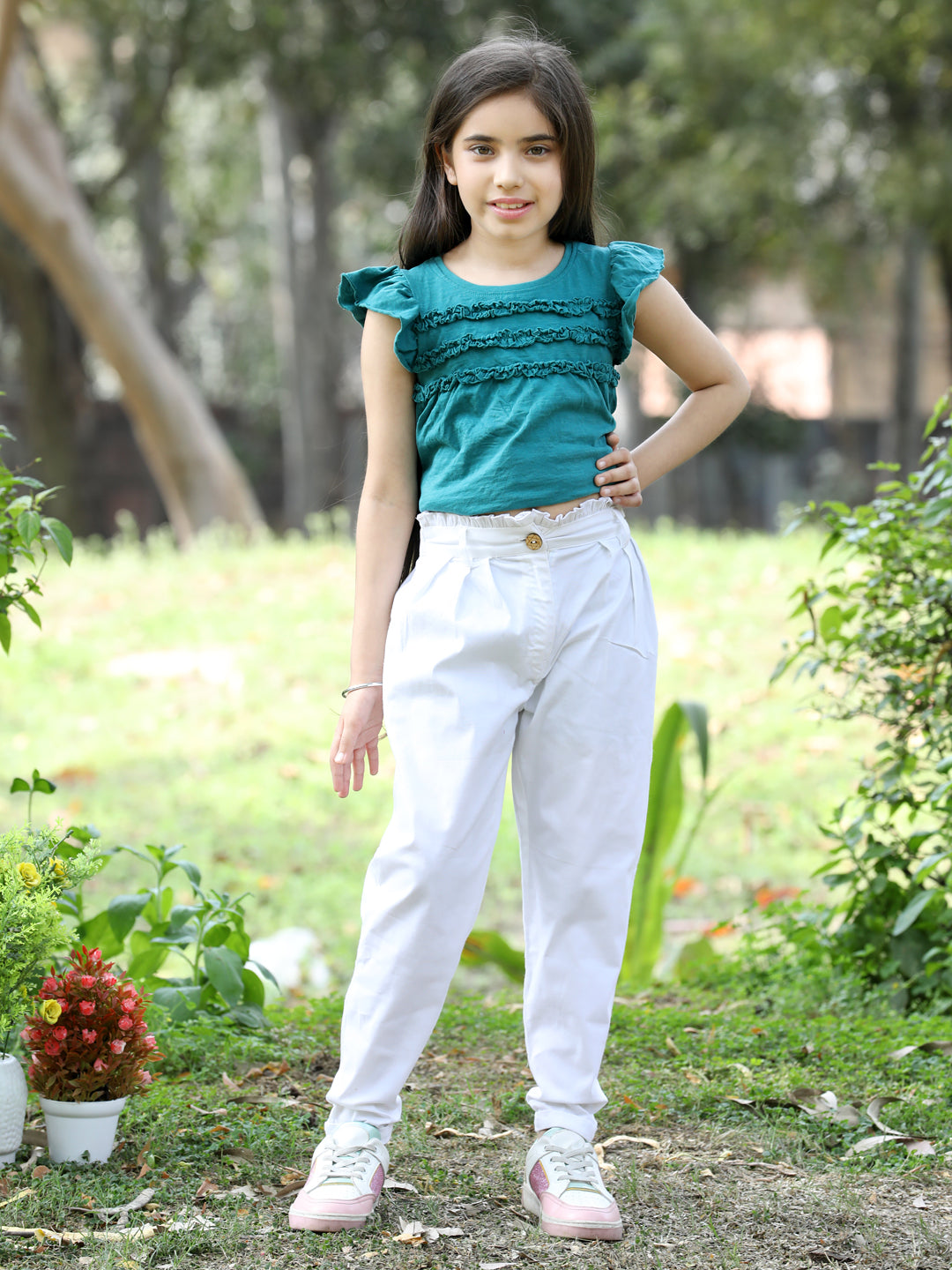 Cutiekins Solid Full Length Trouser -White