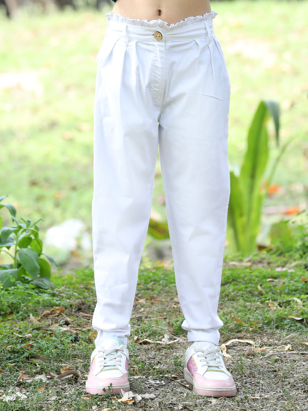 Cutiekins Solid Full Length Trouser -White